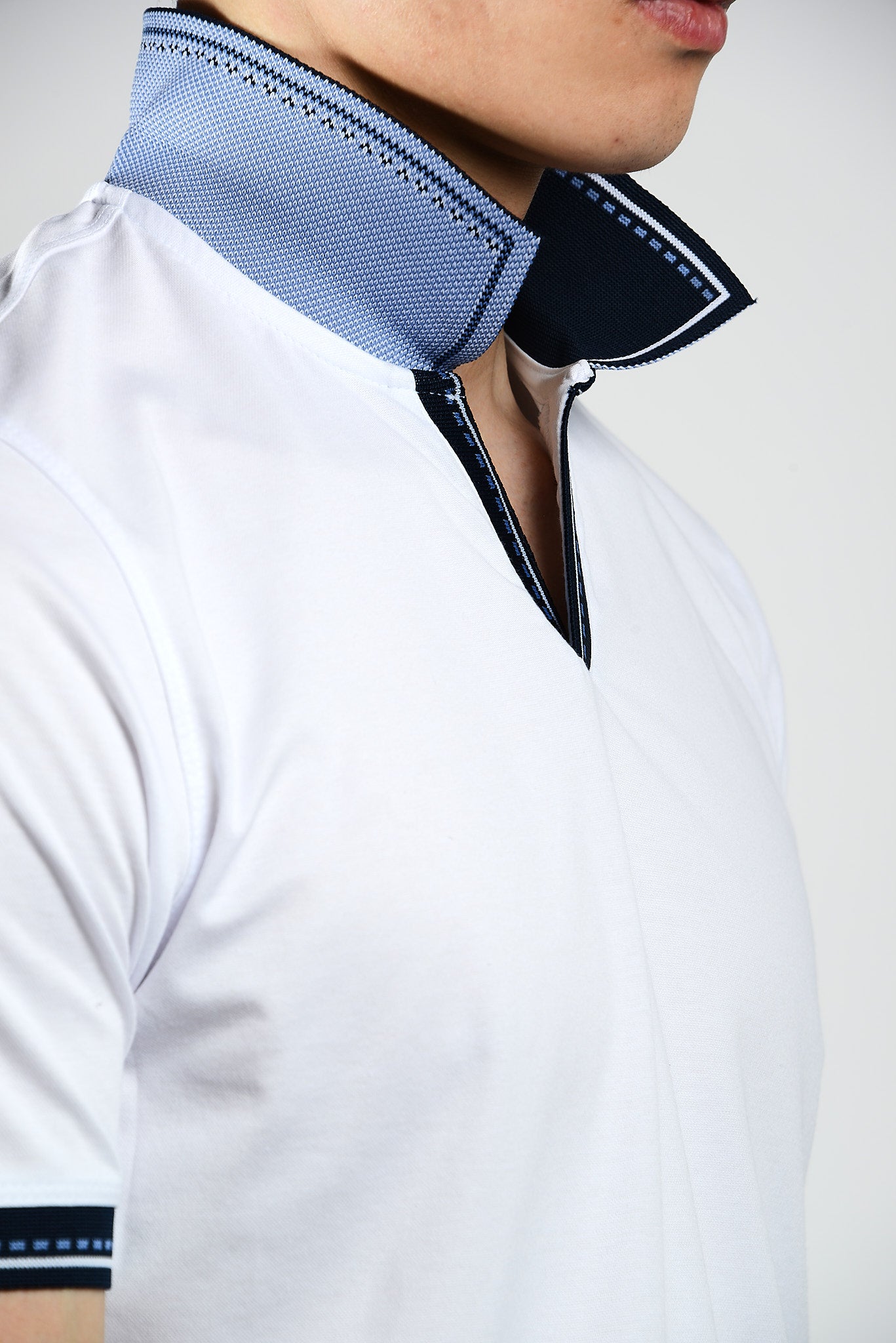 DT Euro Stripe Collar Merc Polo