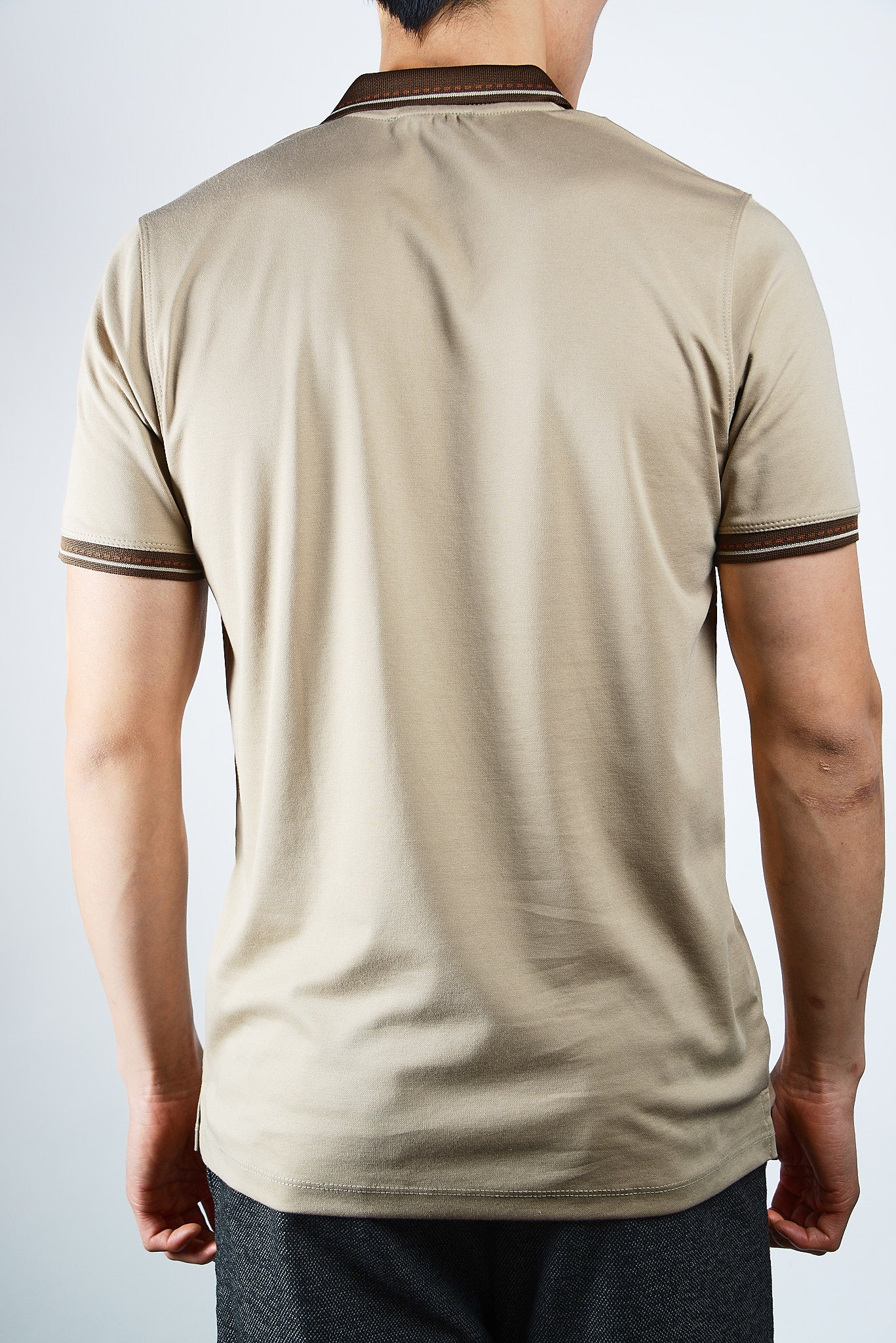 DT Euro Stripe Collar Merc Polo