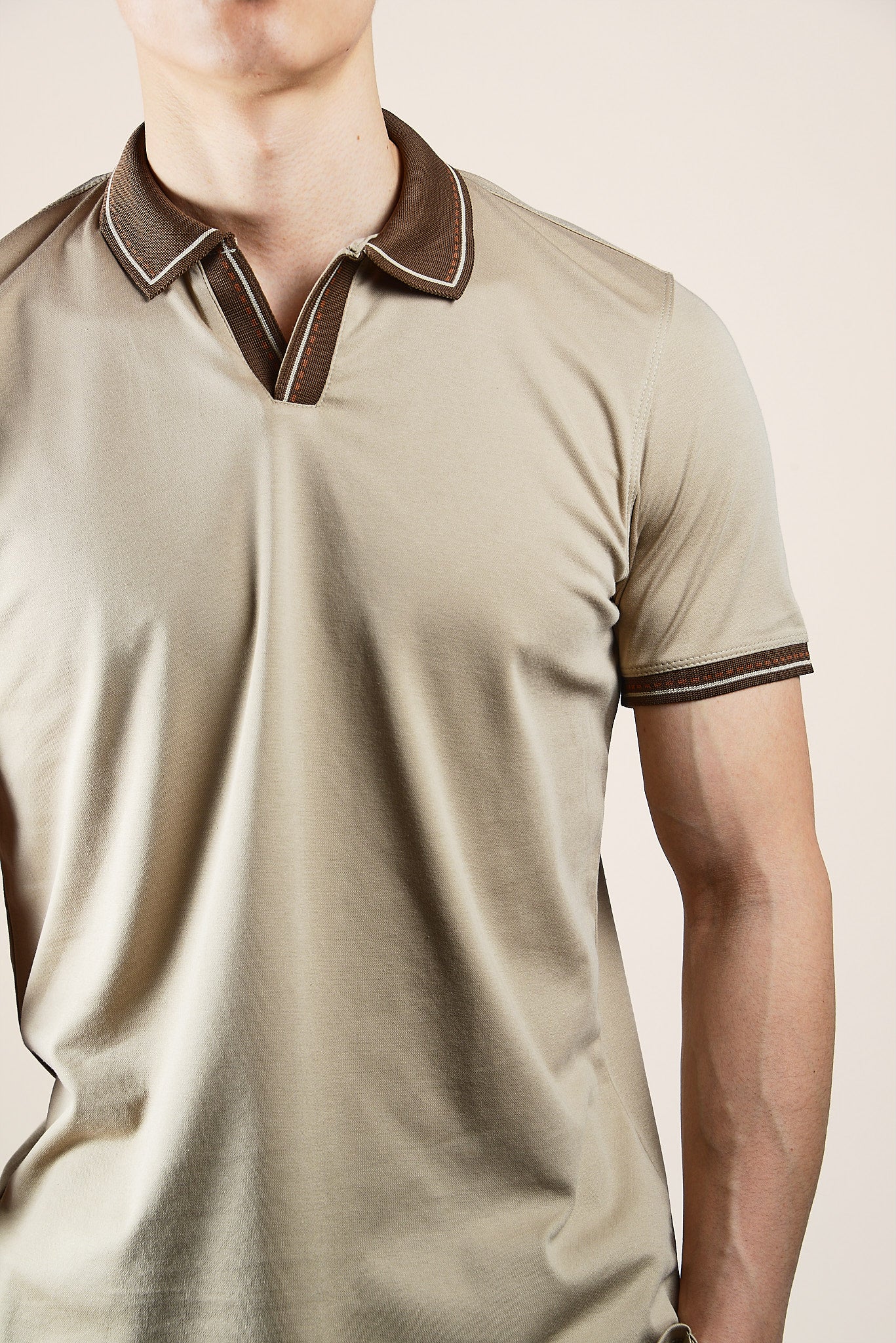 DT Euro Stripe Collar Merc Polo