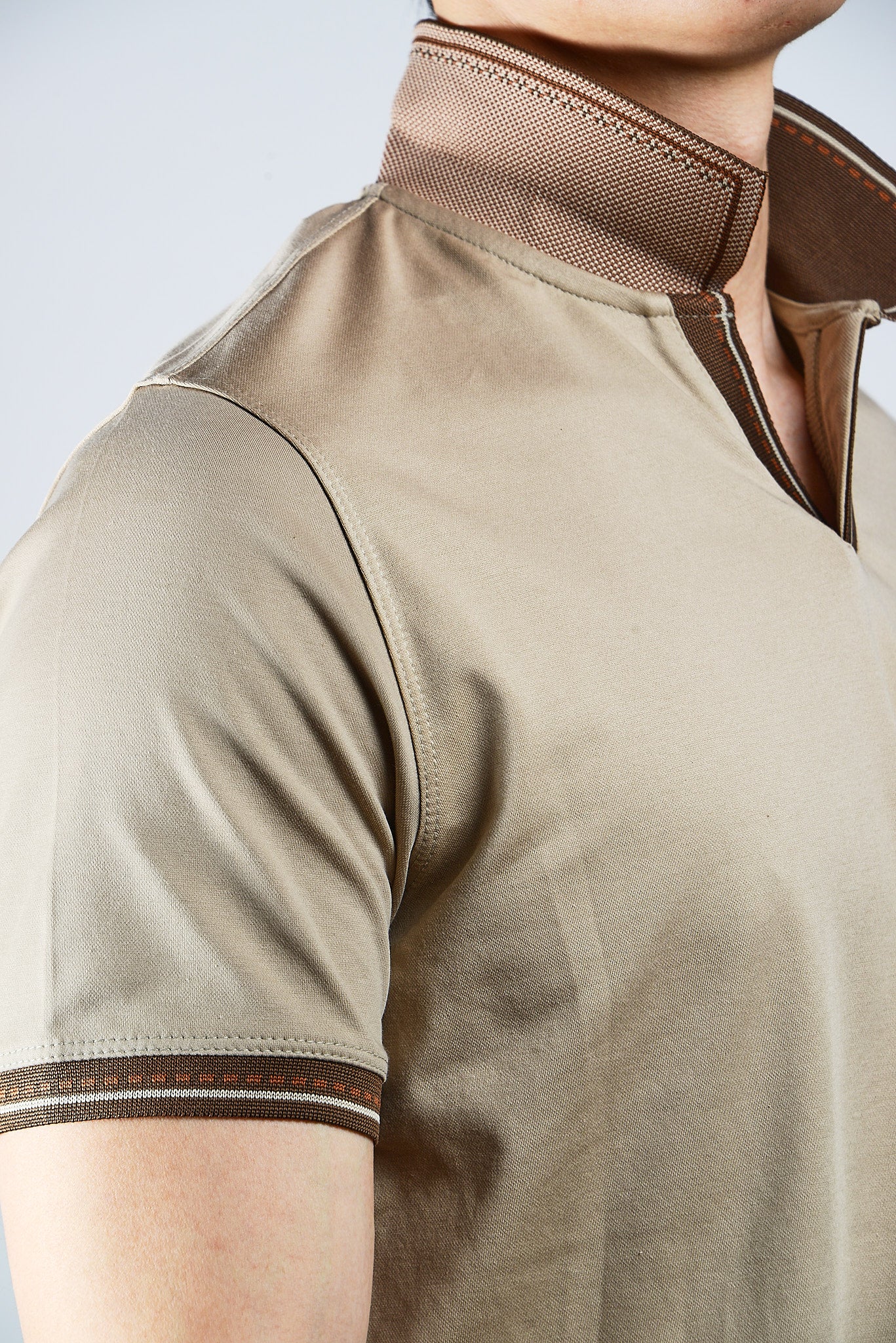 DT Euro Stripe Collar Merc Polo