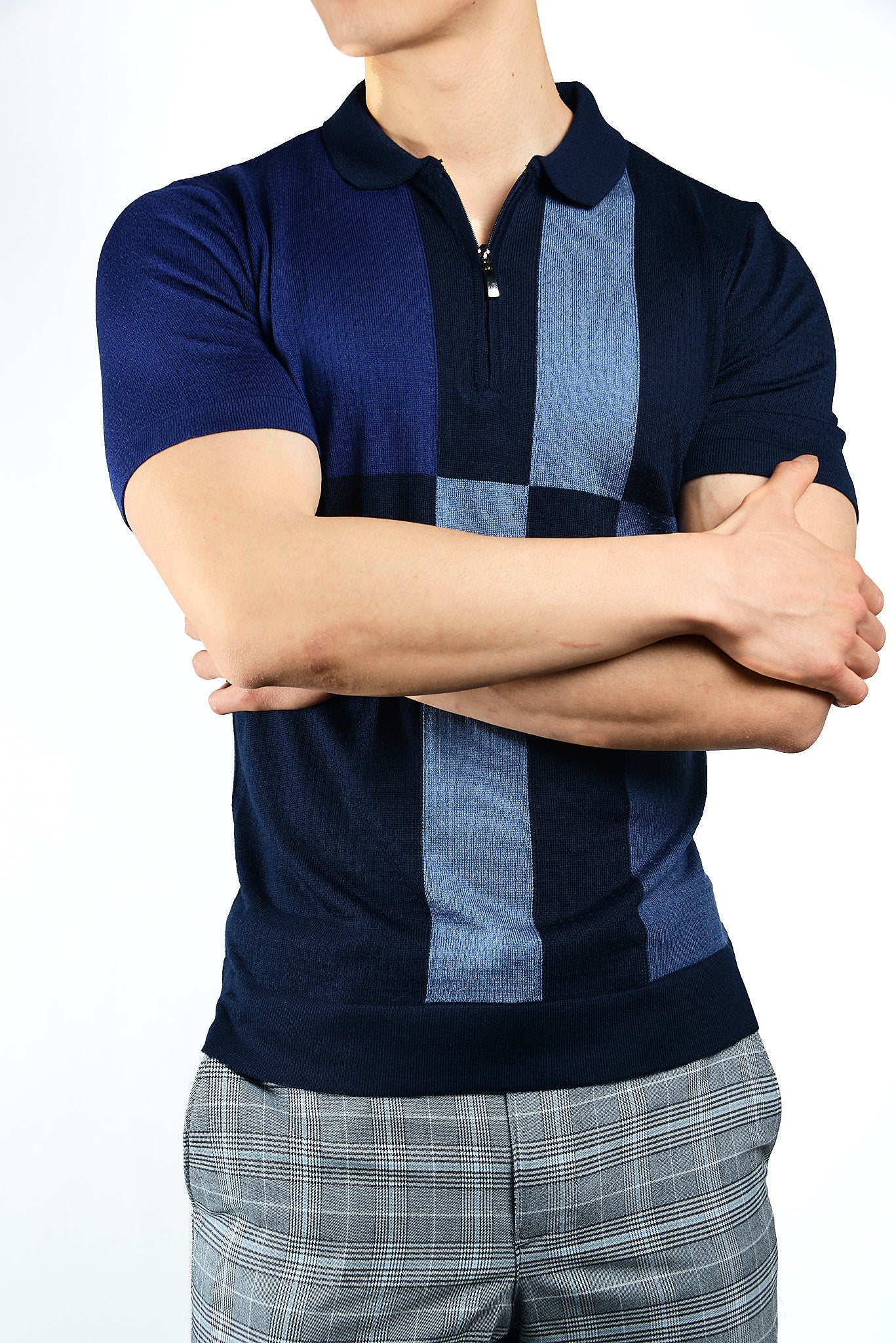 Colorblock Zip Knit Polo