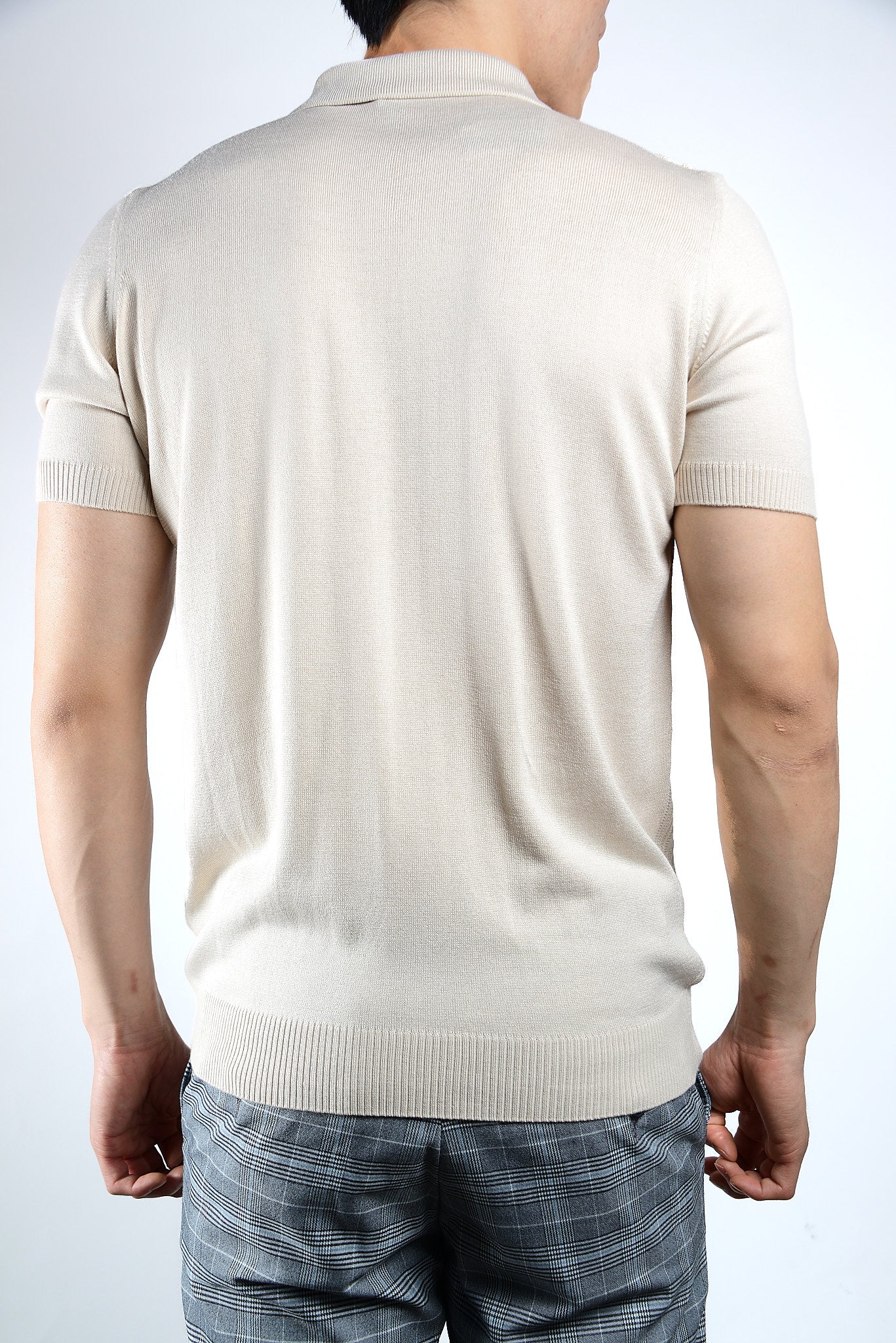 Textured Solid Zip Knit Polo