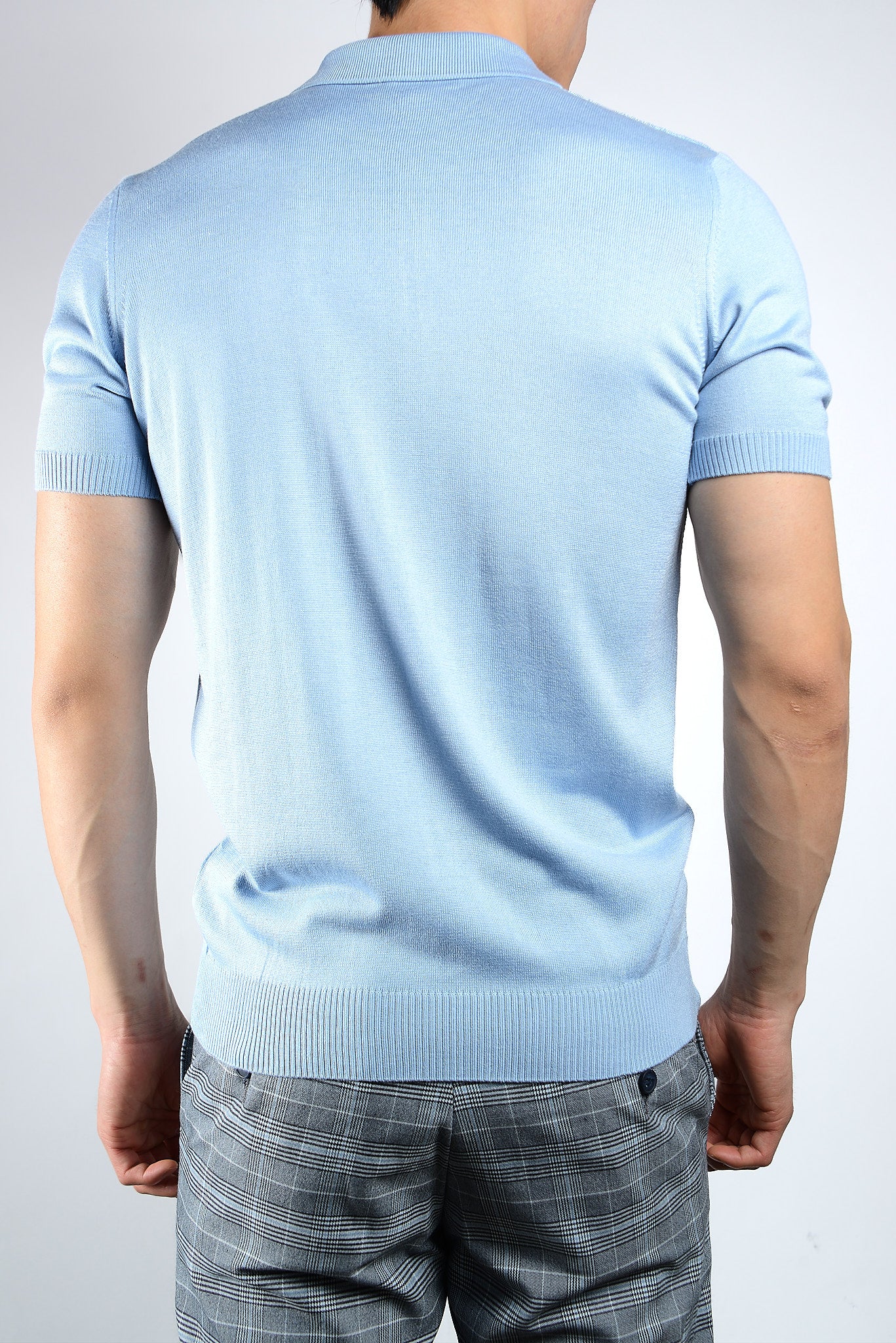 Textured Solid Zip Knit Polo