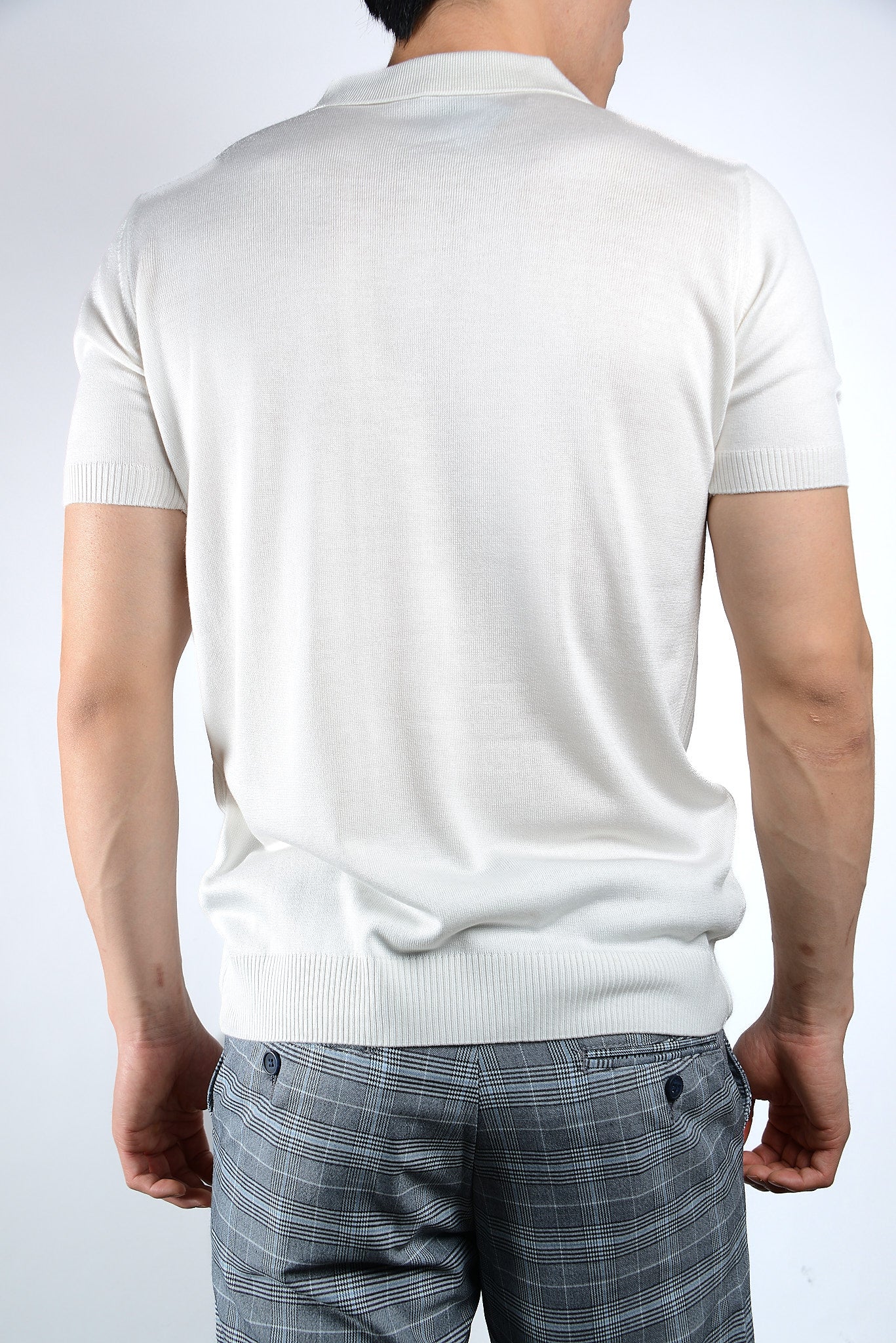 Textured Solid Zip Knit Polo