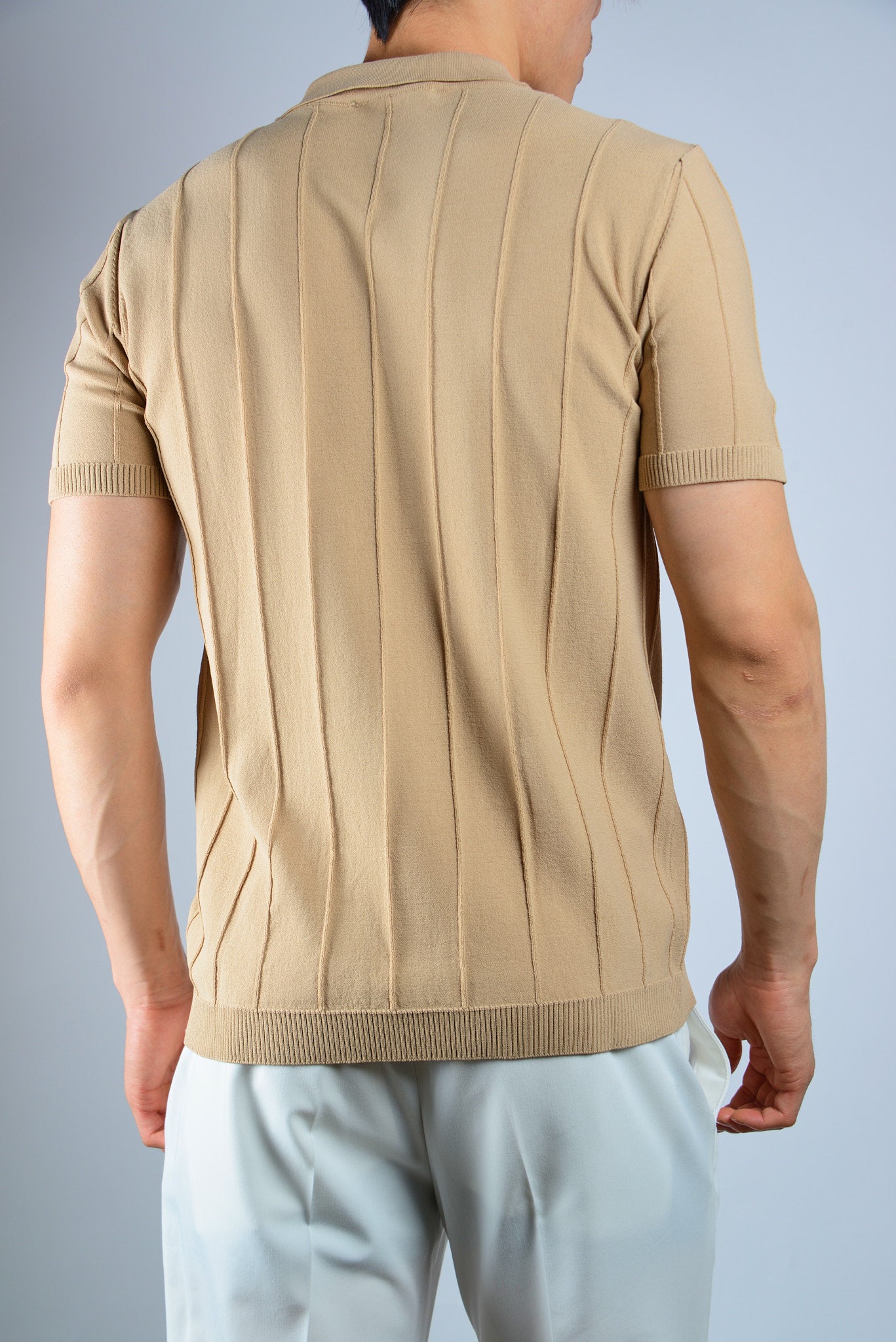 S/S Textured Zip Modern Polo
