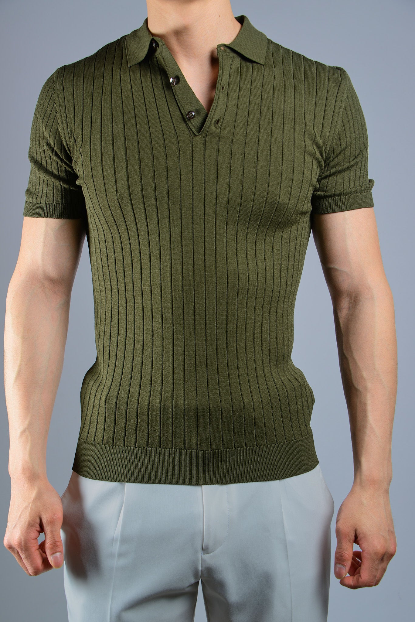 S/S Textured Ribbed Modern Polo