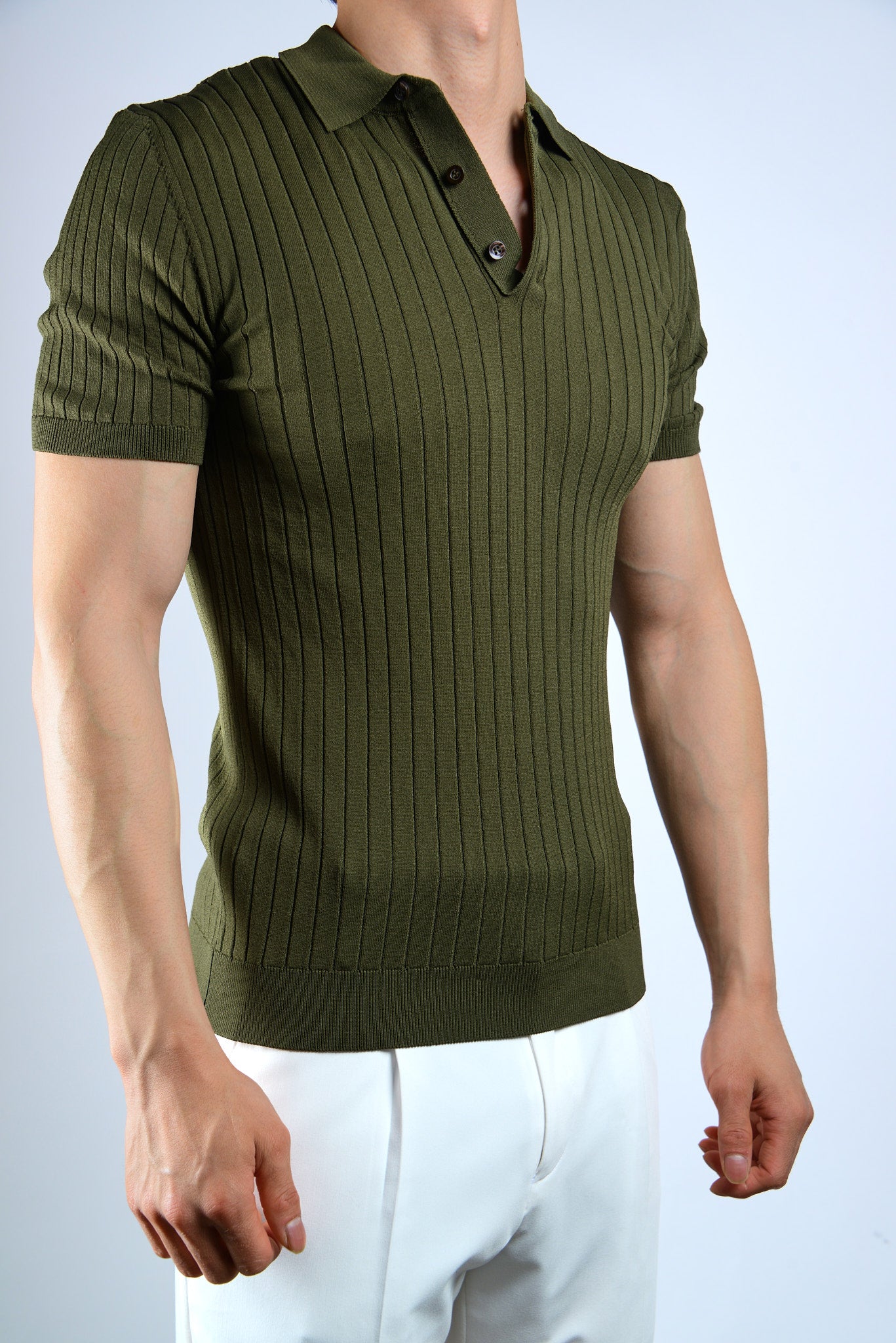 S/S Textured Ribbed Modern Polo