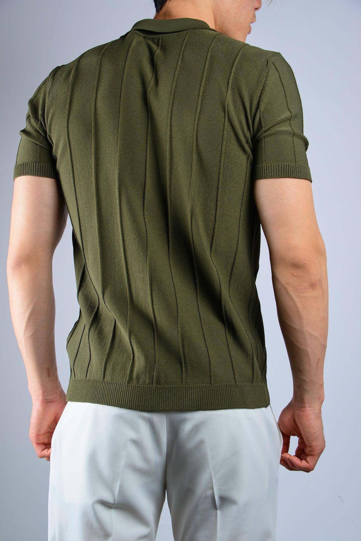 S/S Textured Zip Modern Polo