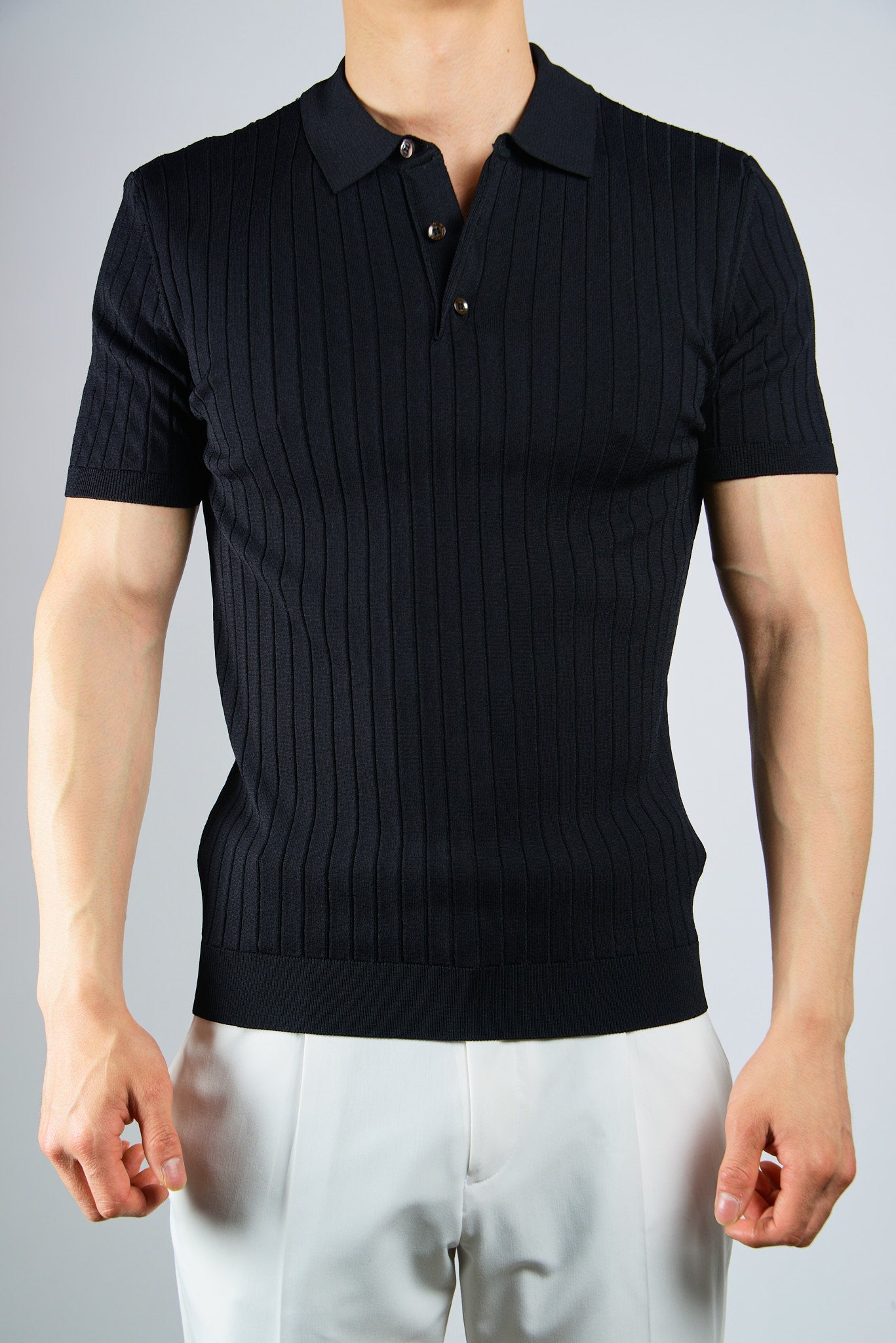 S/S Textured Ribbed Modern Polo