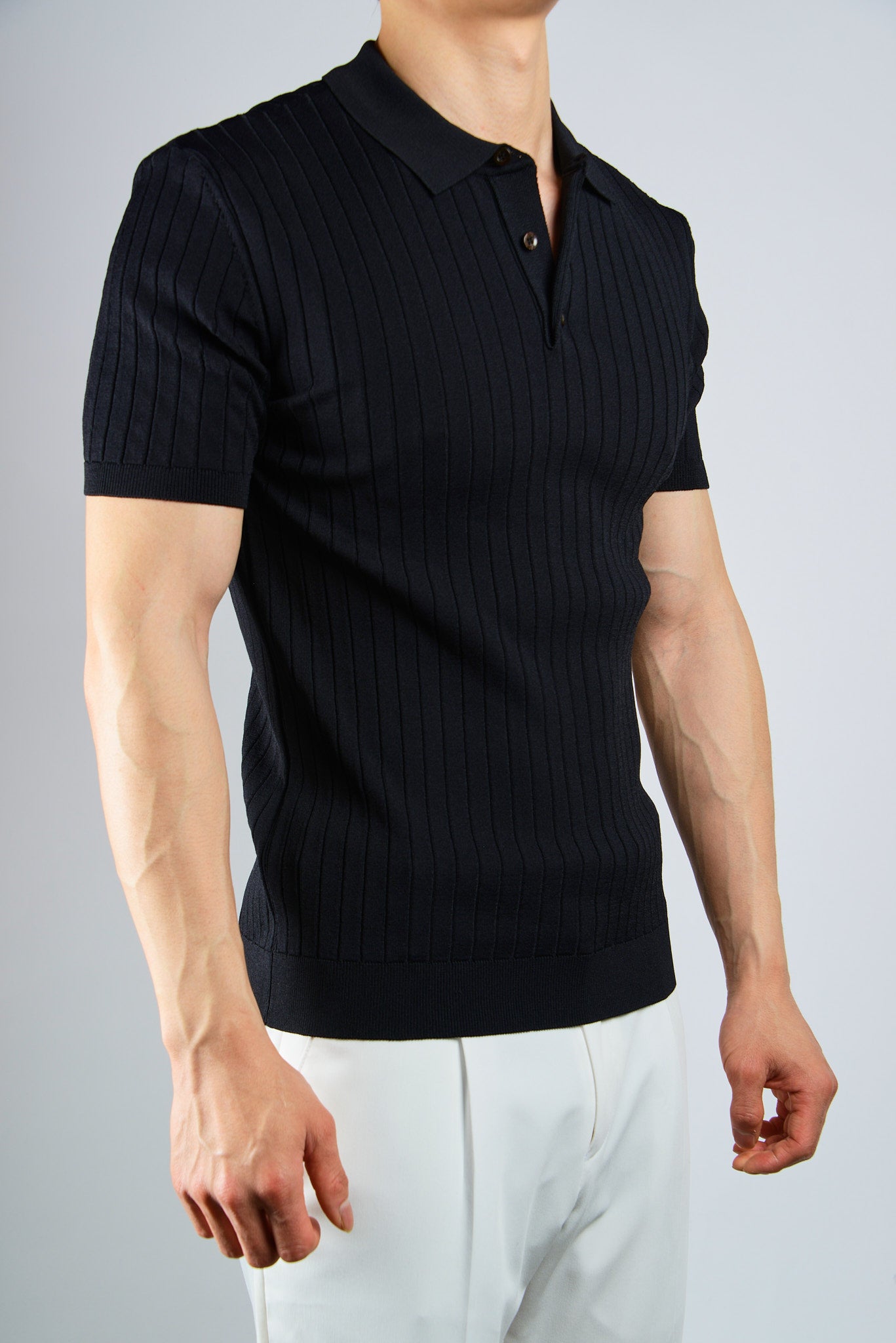 S/S Textured Ribbed Modern Polo