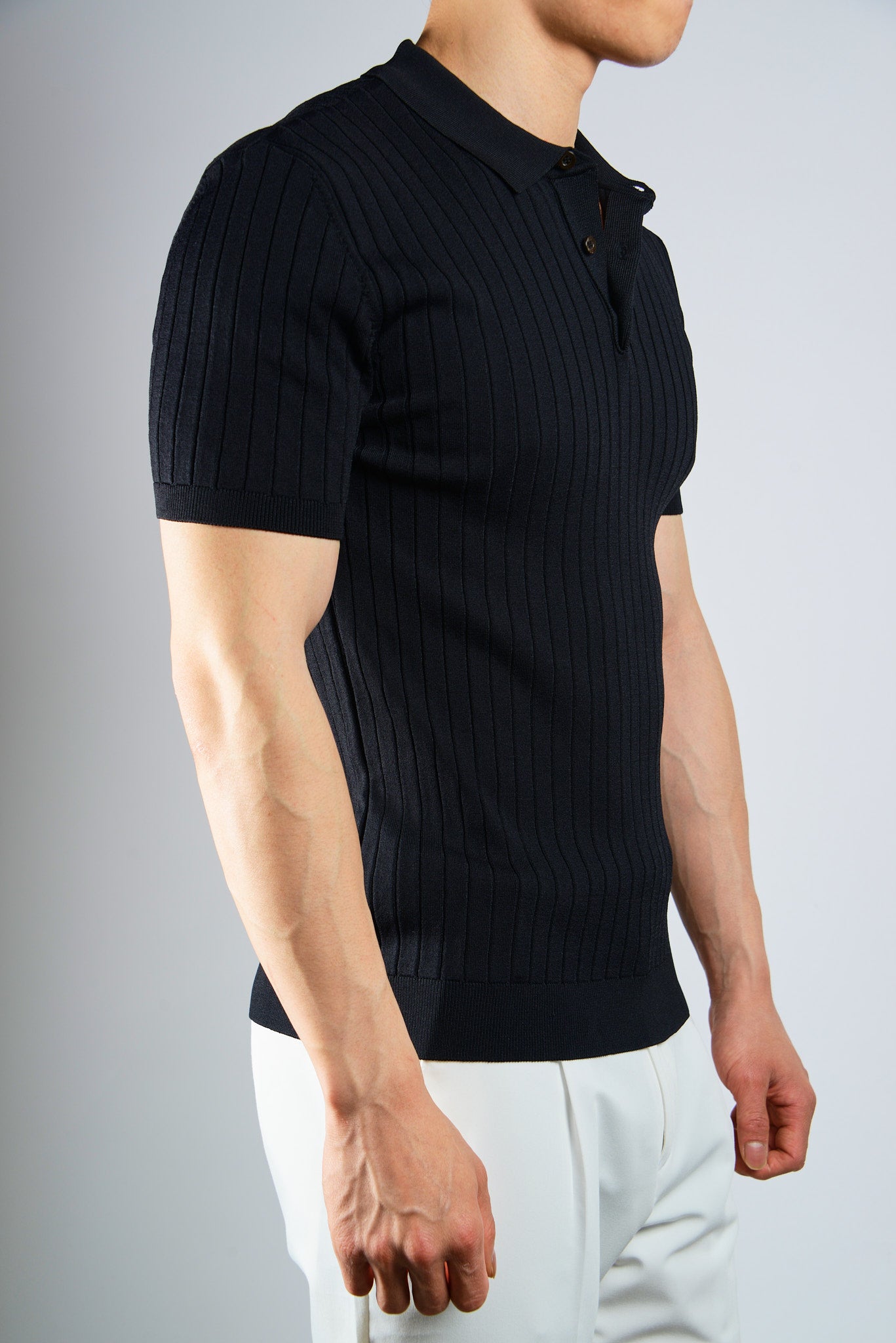 S/S Textured Ribbed Modern Polo