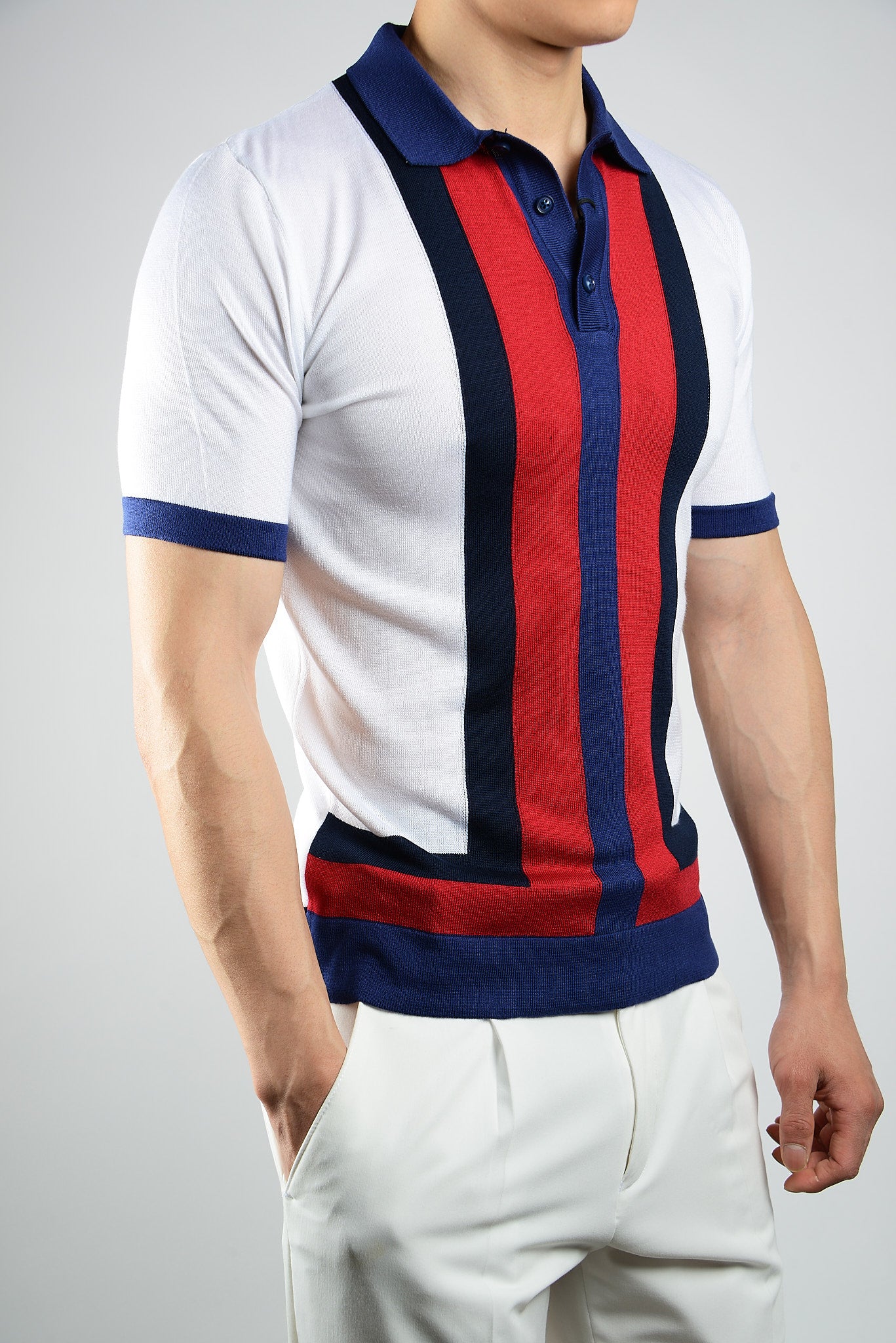MULTI COLOR COLORBLOCK KNIT POLO