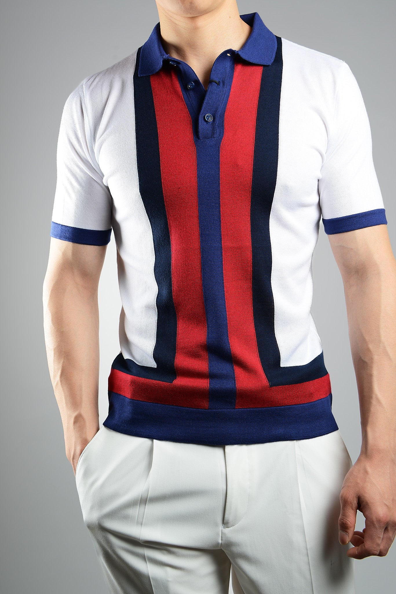 MULTI COLOR COLORBLOCK KNIT POLO