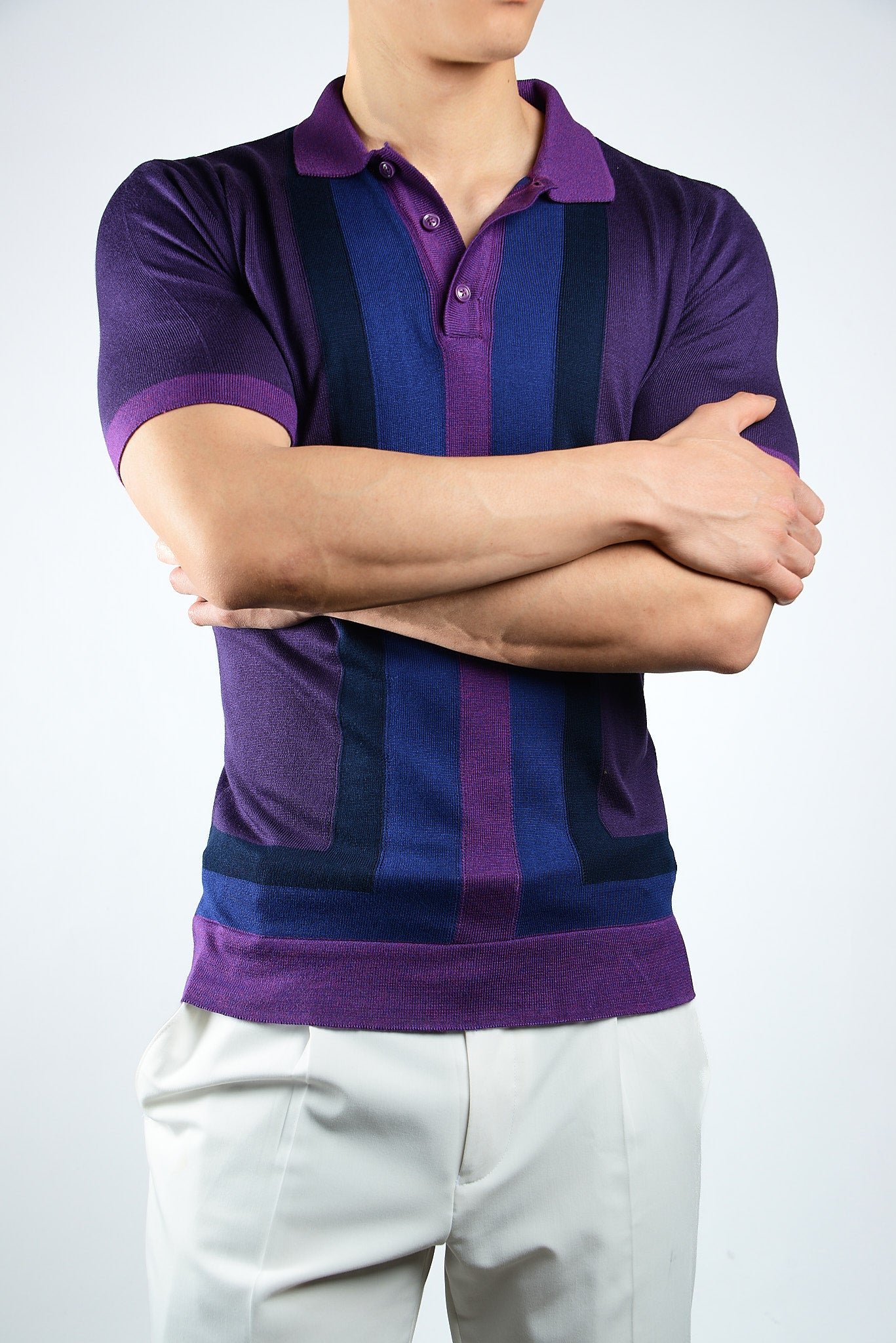 MULTI COLOR COLORBLOCK KNIT POLO