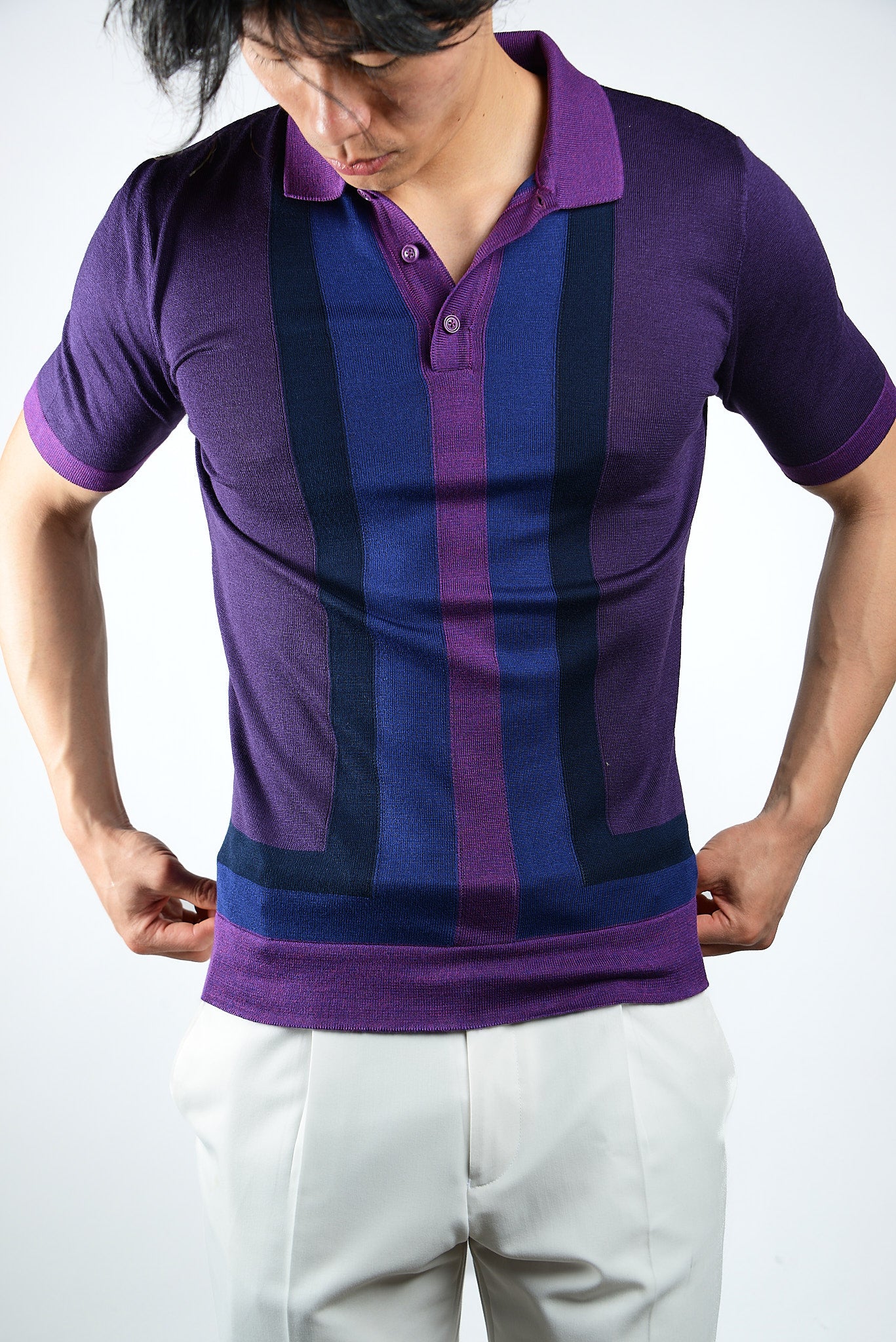 MULTI COLOR COLORBLOCK KNIT POLO