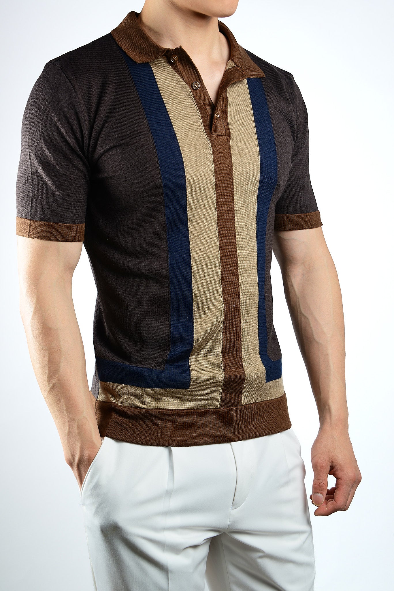 MULTI COLOR COLORBLOCK KNIT POLO