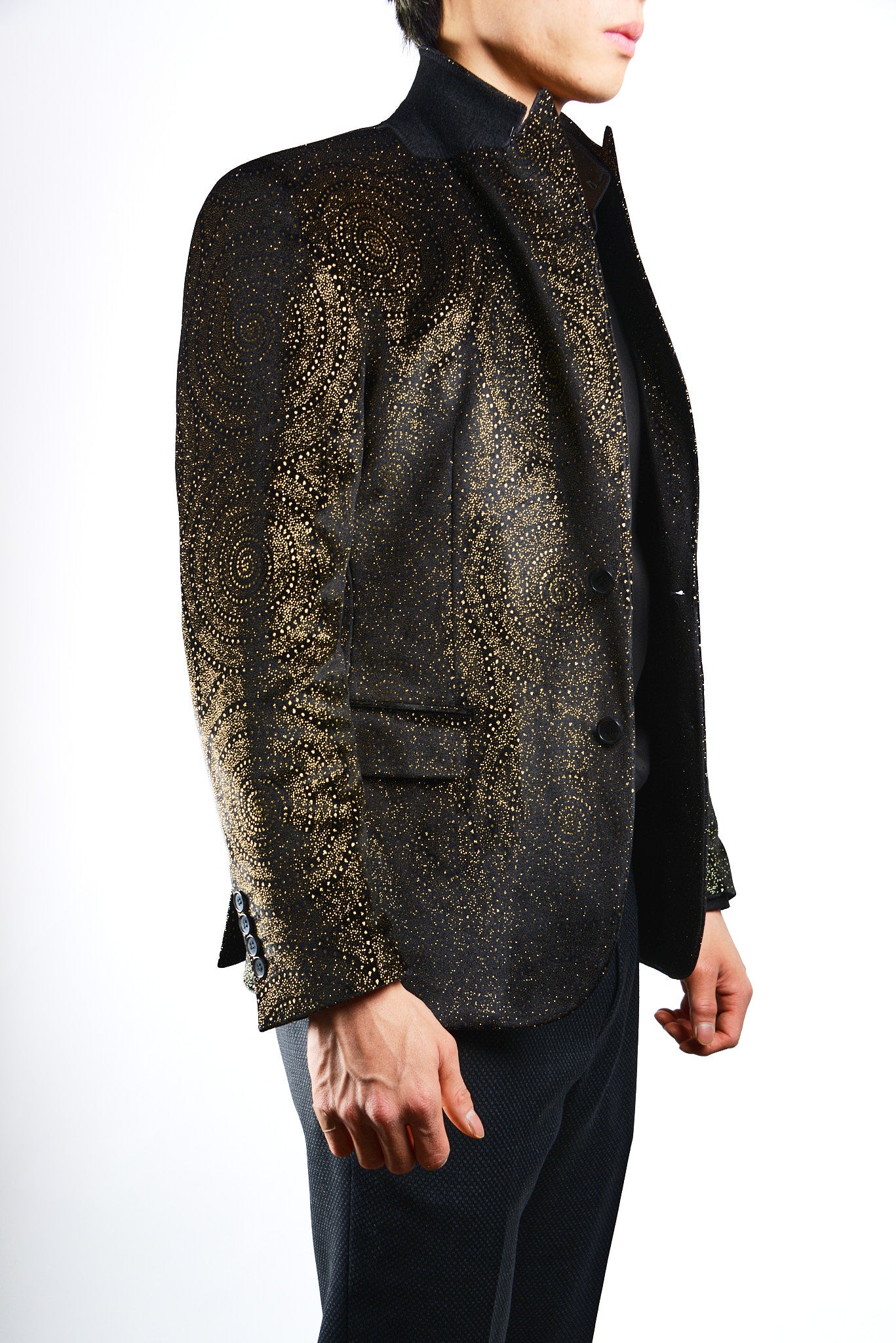 Mayfair Gold Spiral Sparkle Velvet Blazer