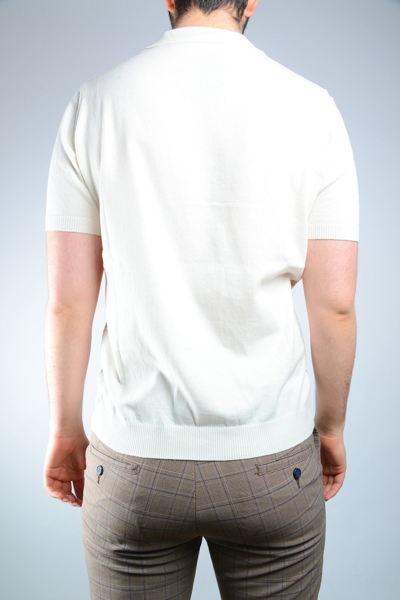 Textured Diagonal Stripe Zip Polo