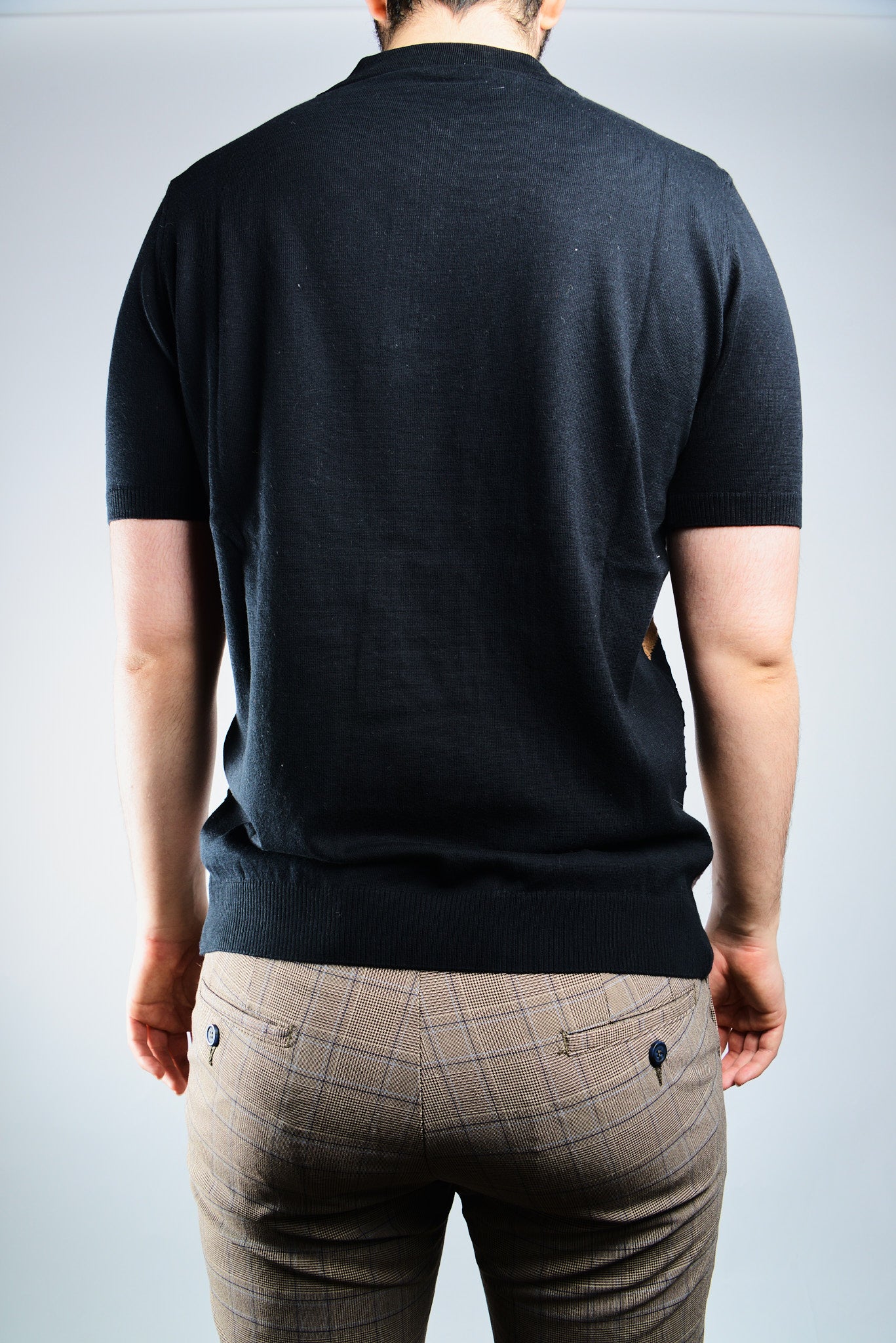 Textured Diagonal Stripe Zip Polo