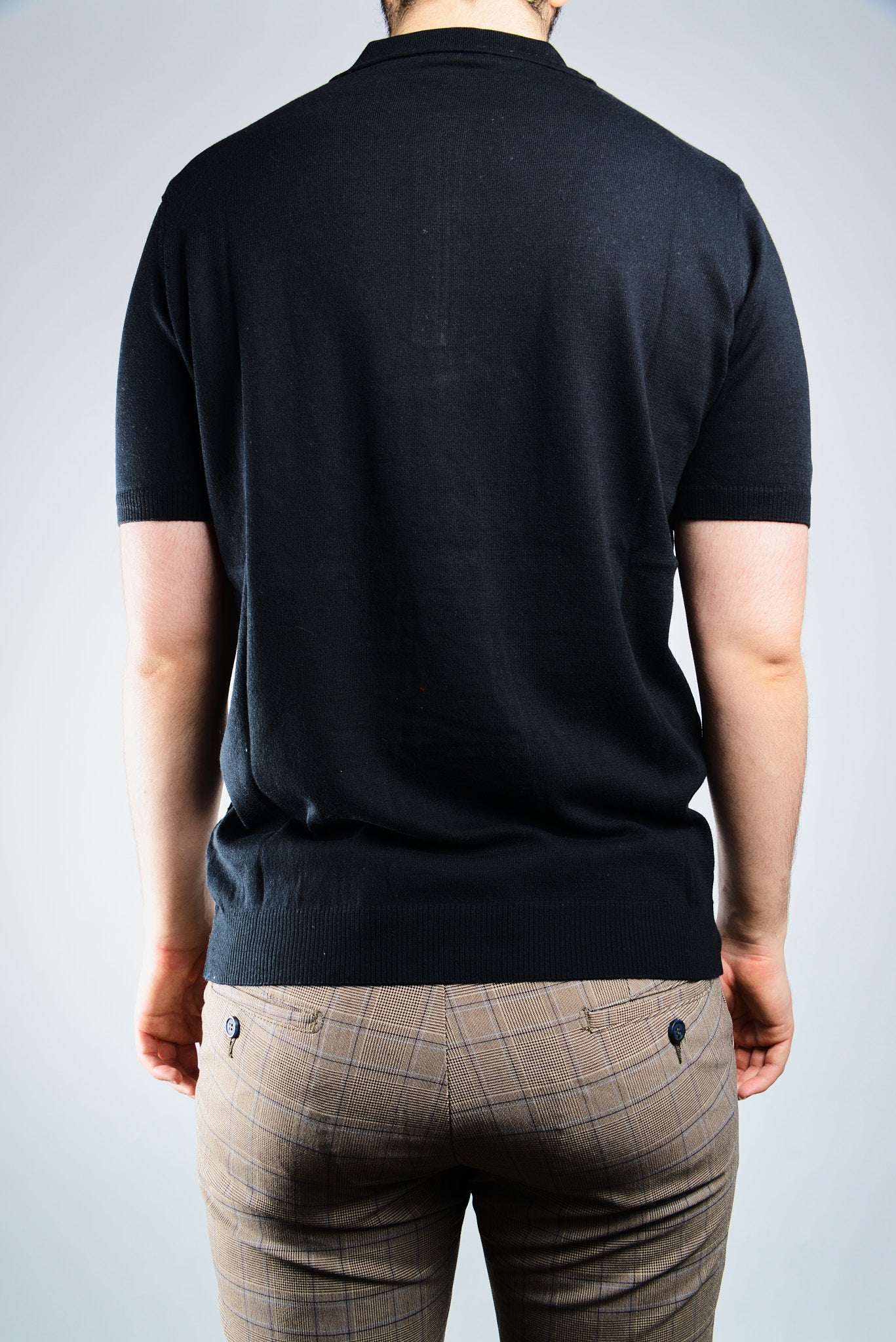 Textured Diagonal Stripe Zip Polo