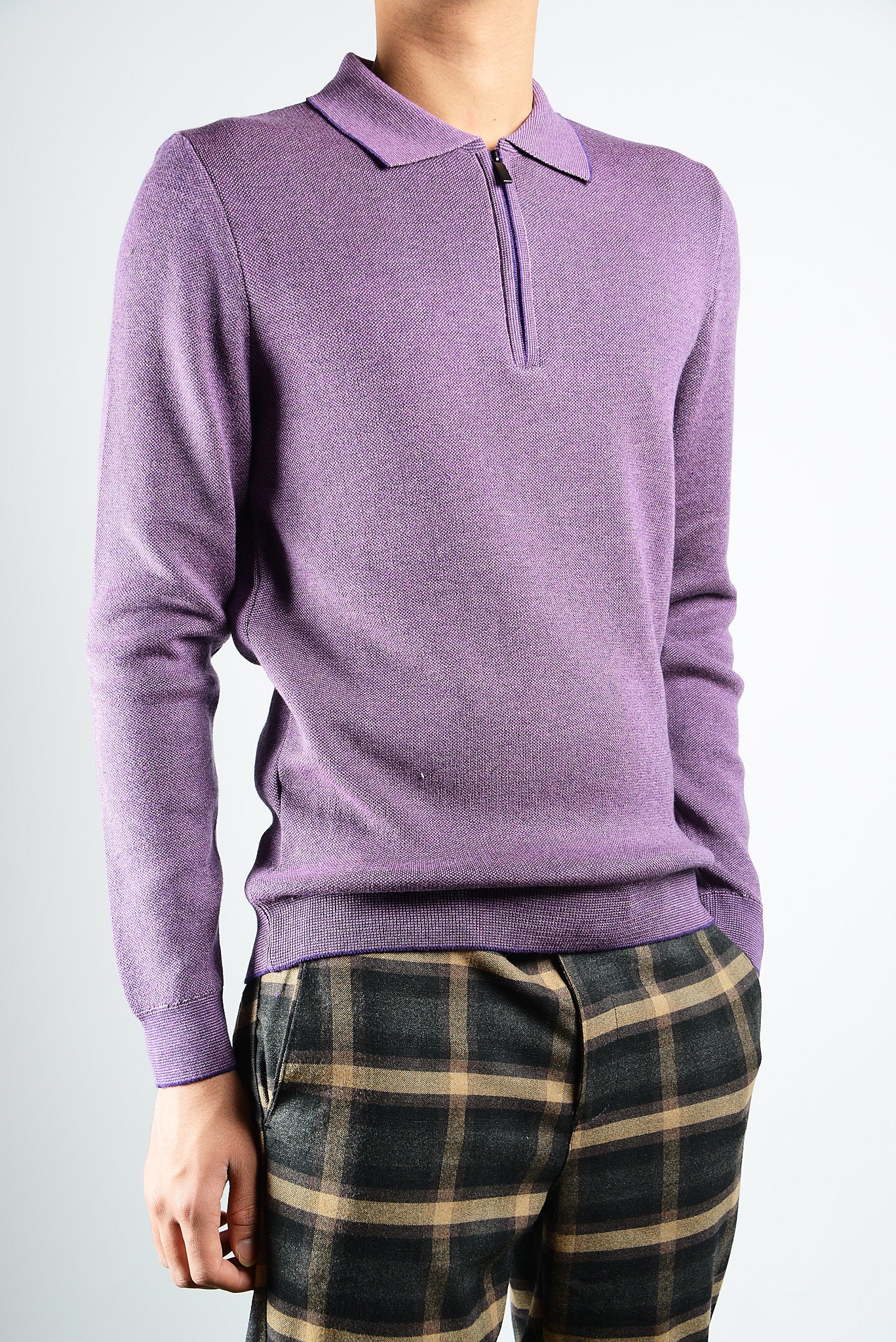 DT 1/4 Zip Melange Polo Ls