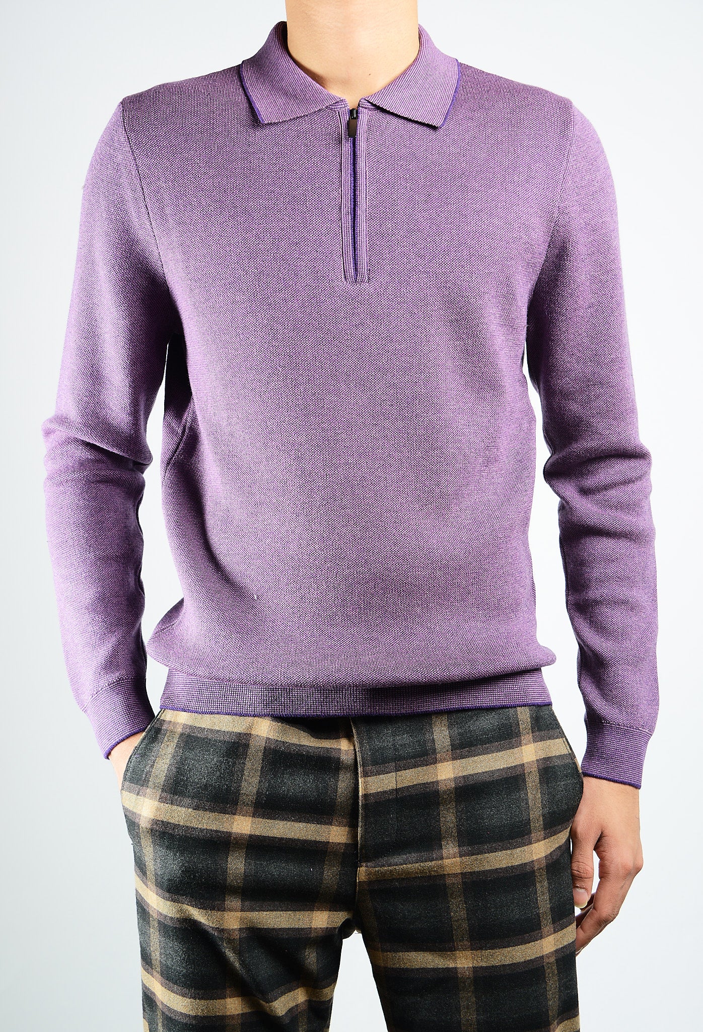 DT 1/4 Zip Melange Polo Ls