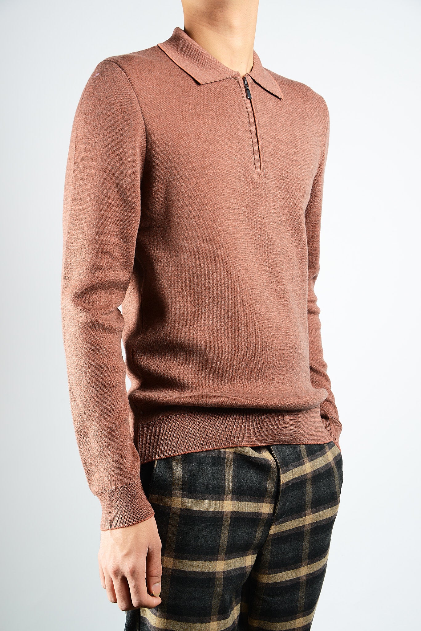 DT 1/4 Zip Melange Polo Ls