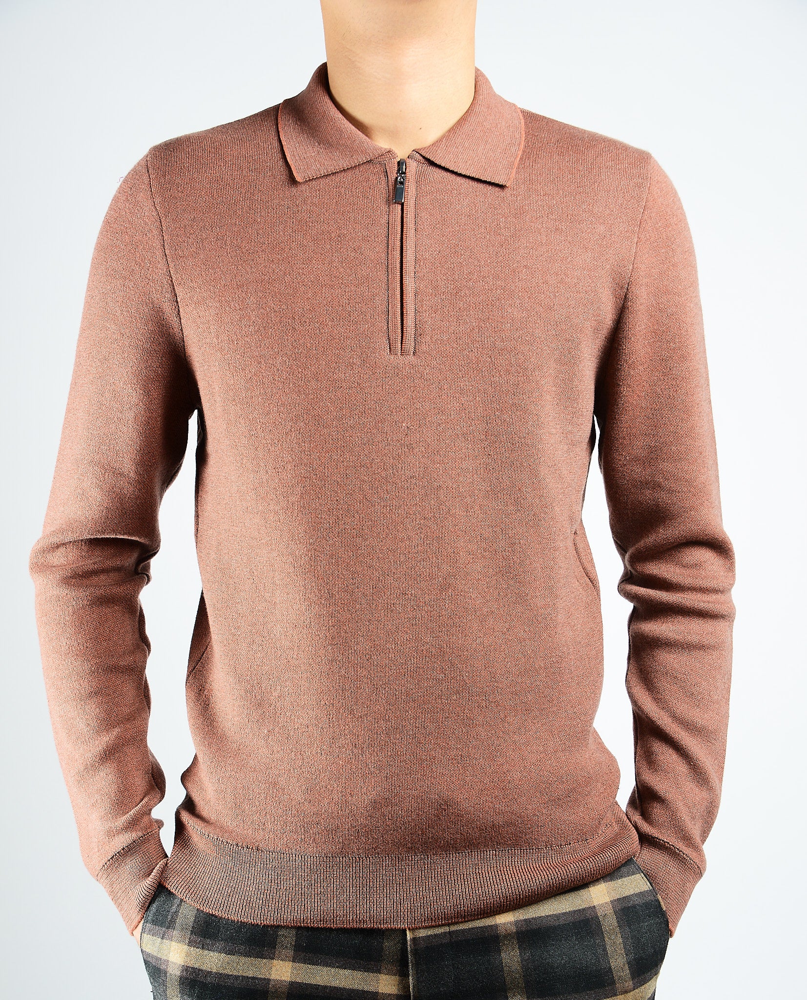 DT 1/4 Zip Melange Polo Ls