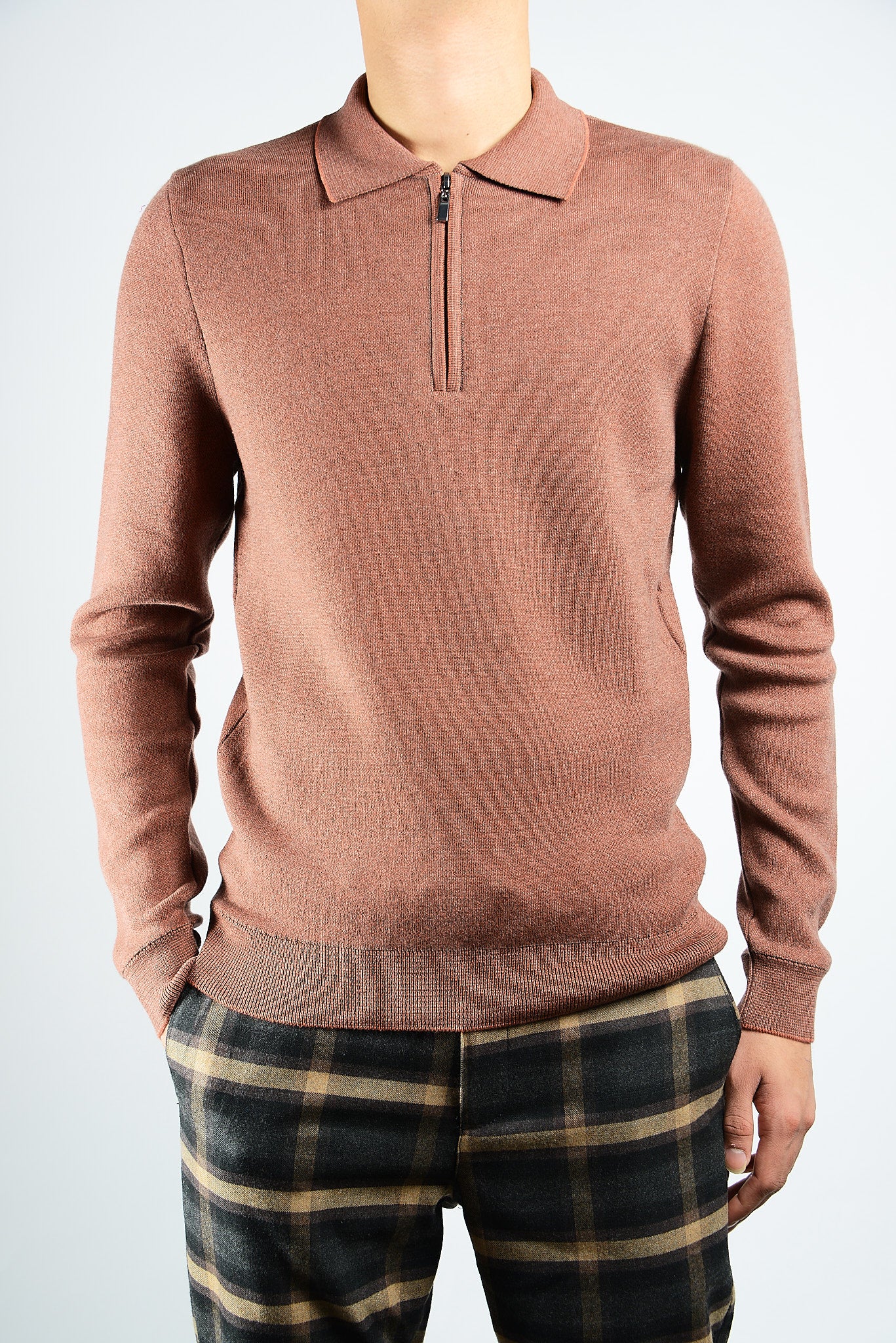 DT 1/4 Zip Melange Polo Ls