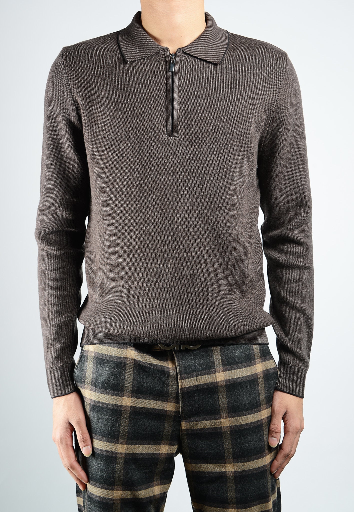 DT 1/4 Zip Melange Polo Ls
