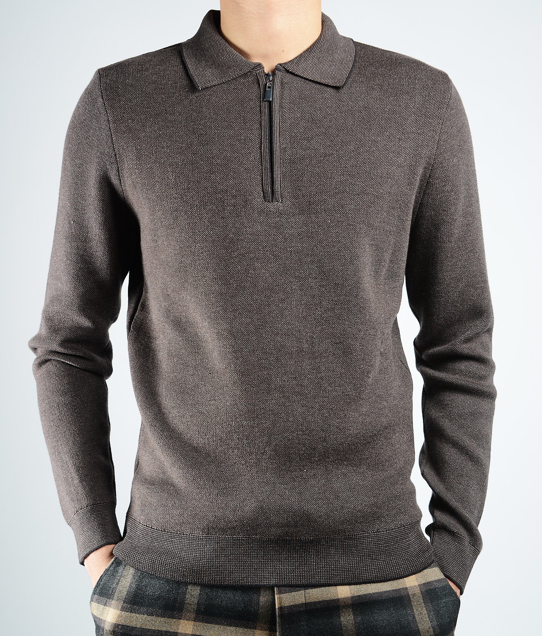 DT 1/4 Zip Melange Polo Ls