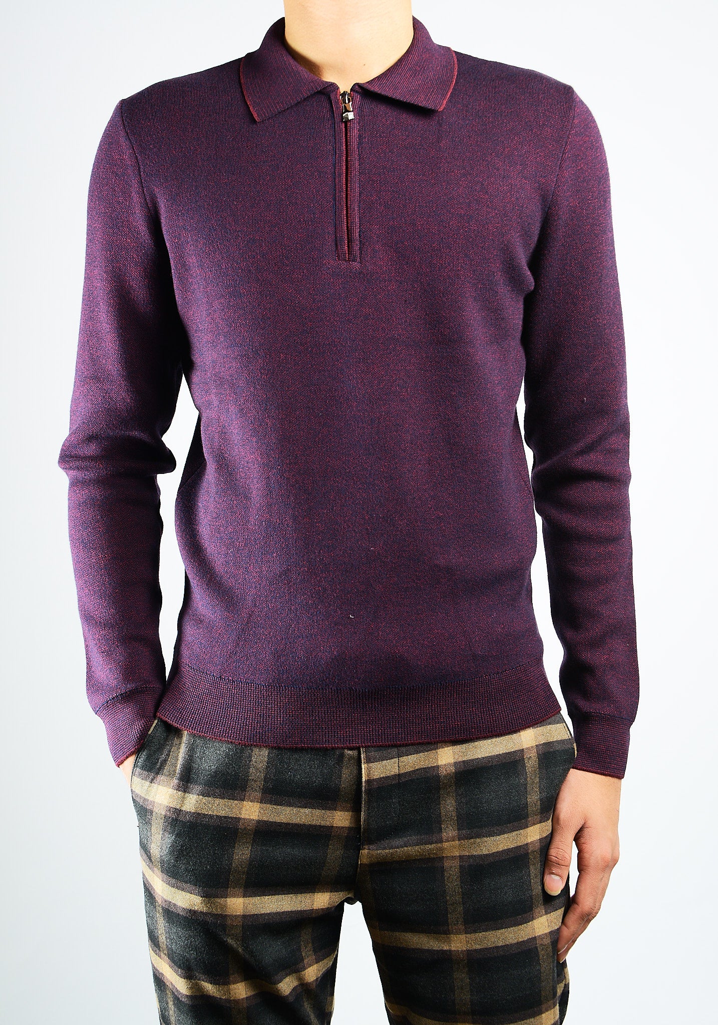DT 1/4 Zip Melange Polo Ls