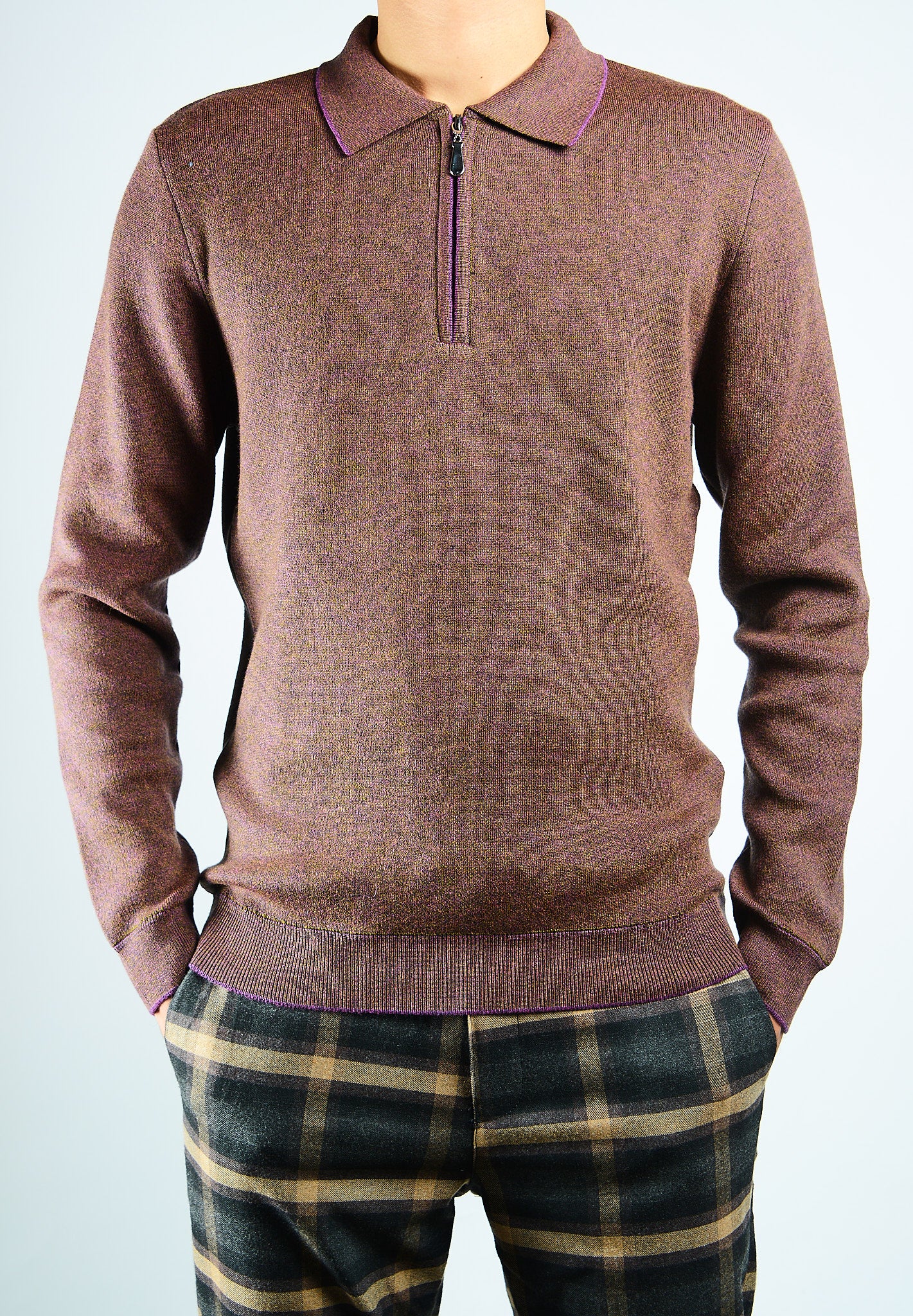 DT 1/4 Zip Melange Polo Ls