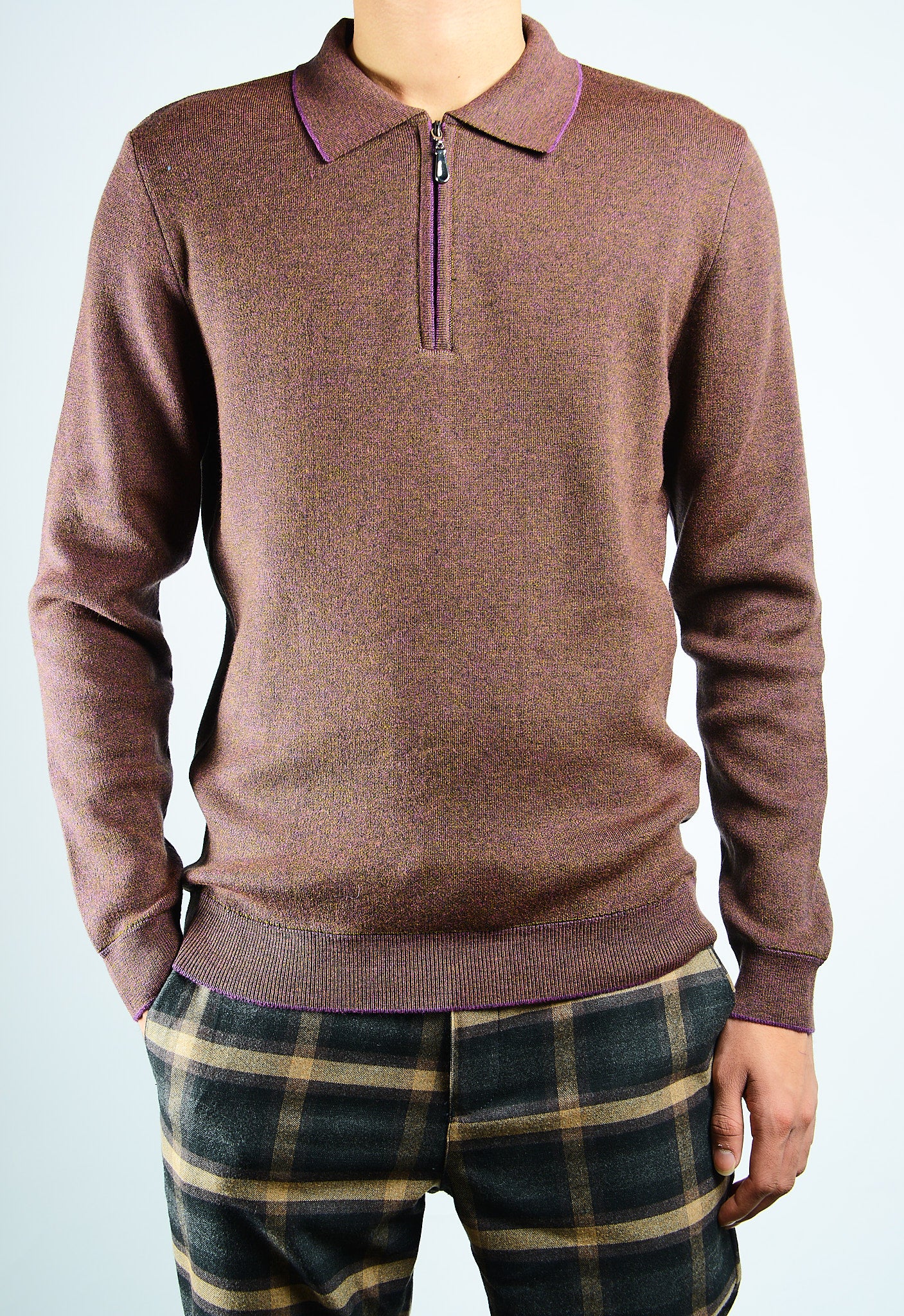 DT 1/4 Zip Melange Polo Ls