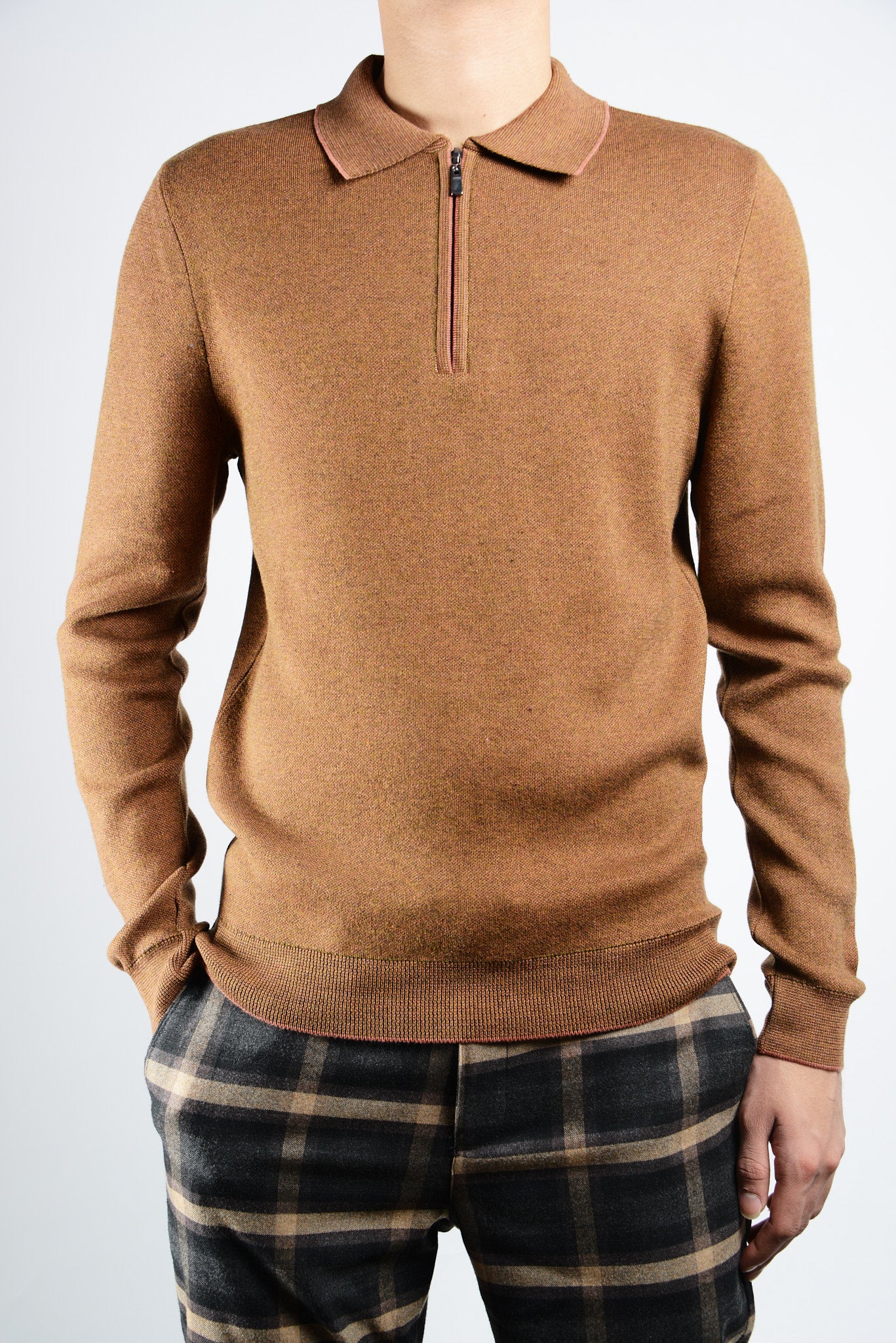 DT 1/4 Zip Melange Polo Ls