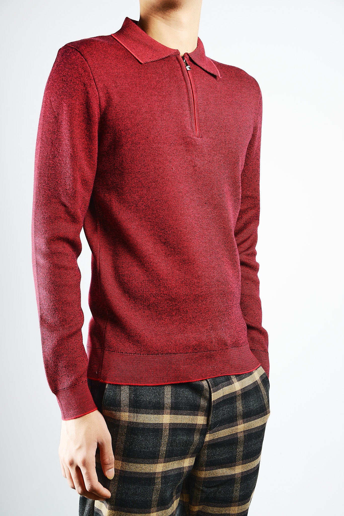 DT 1/4 Zip Melange Polo Ls