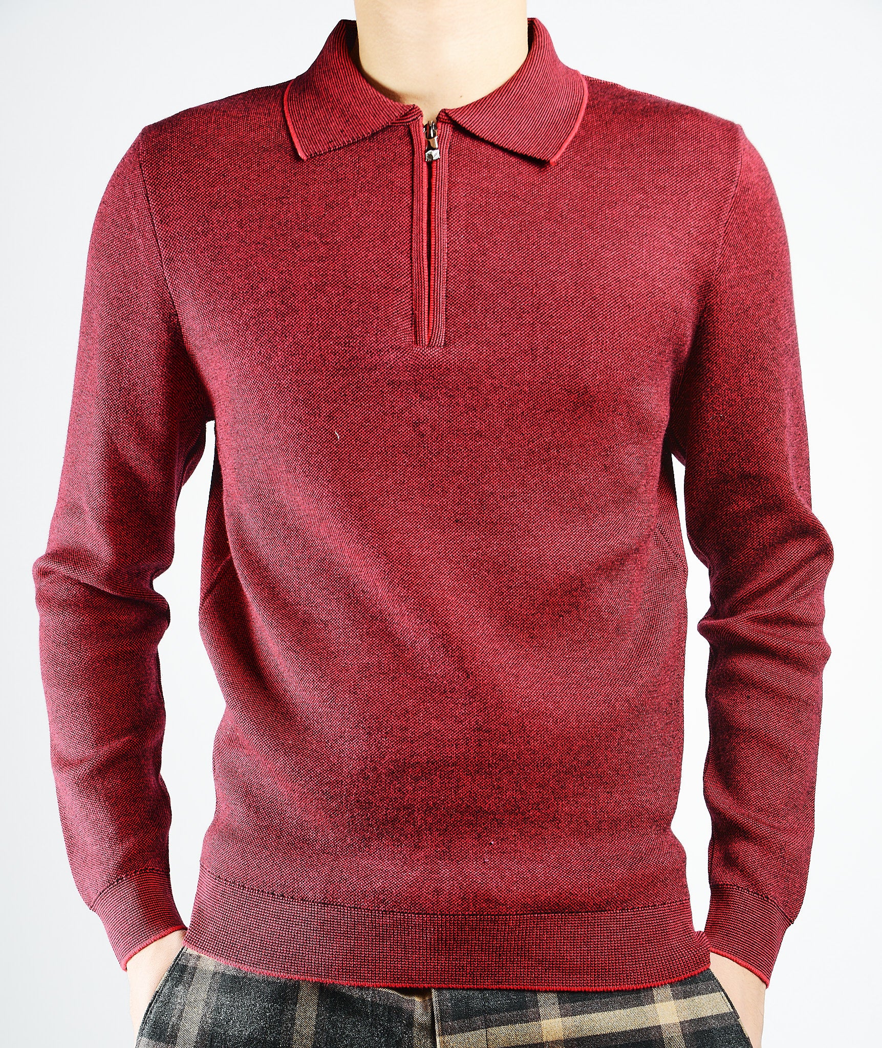 DT 1/4 Zip Melange Polo Ls