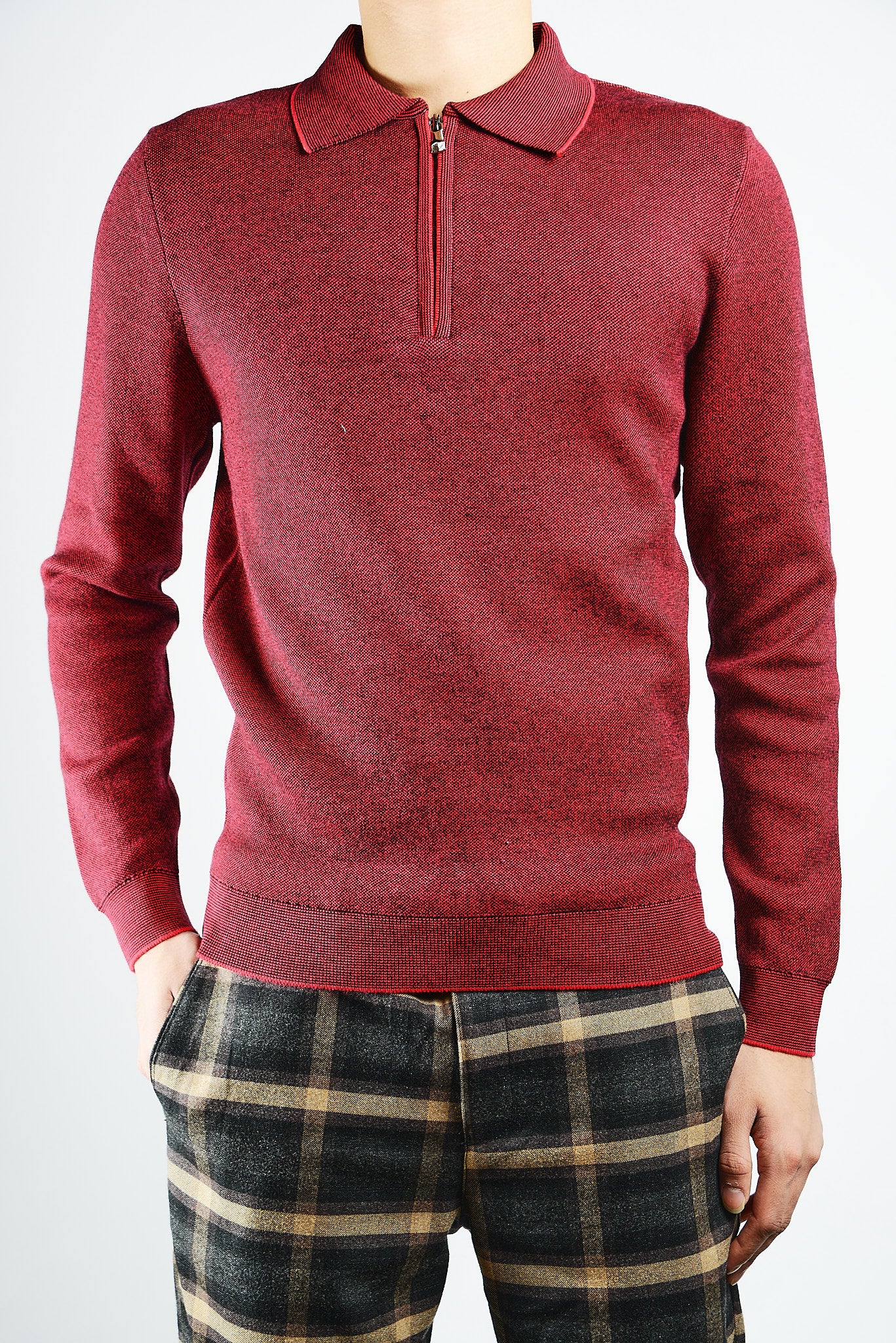 DT 1/4 Zip Melange Polo Ls