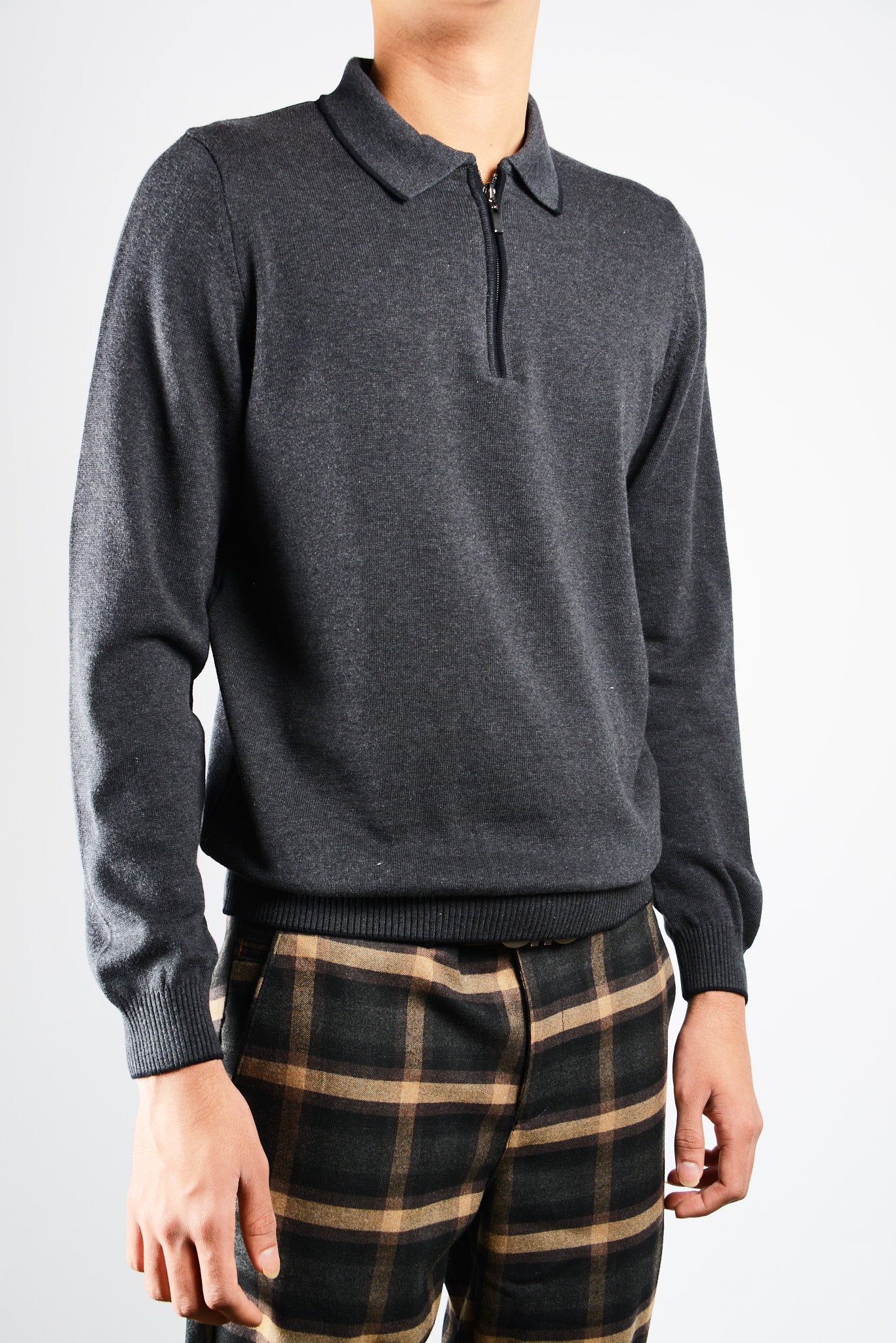 DT Tipped 1/4 Zip Polo Ls