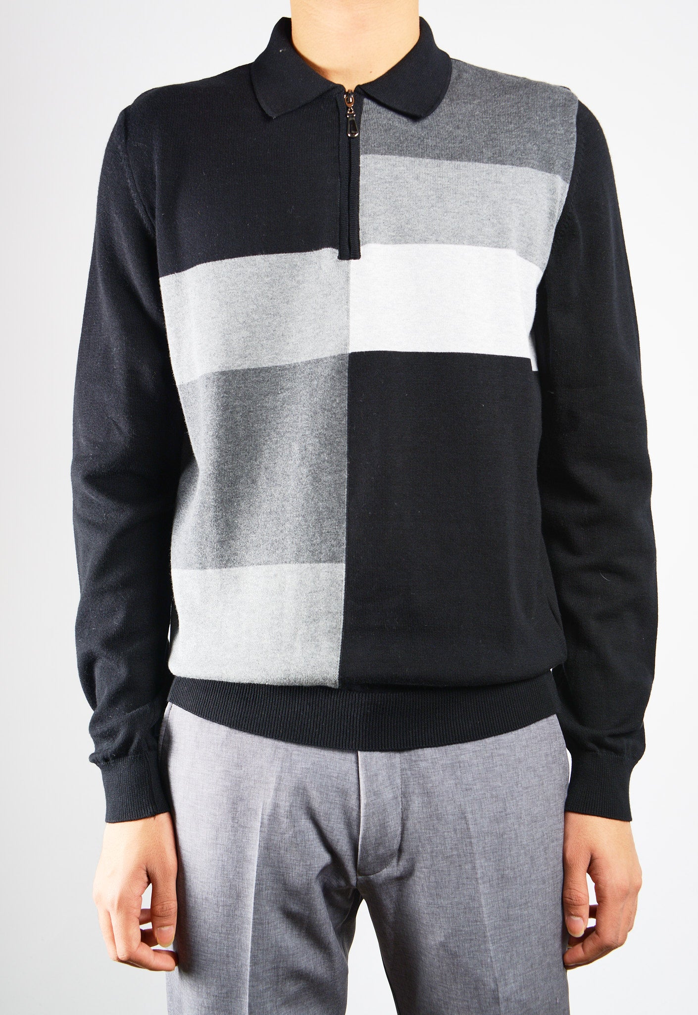 DT 1/4 Zip Multi Colorblock Polo Ls