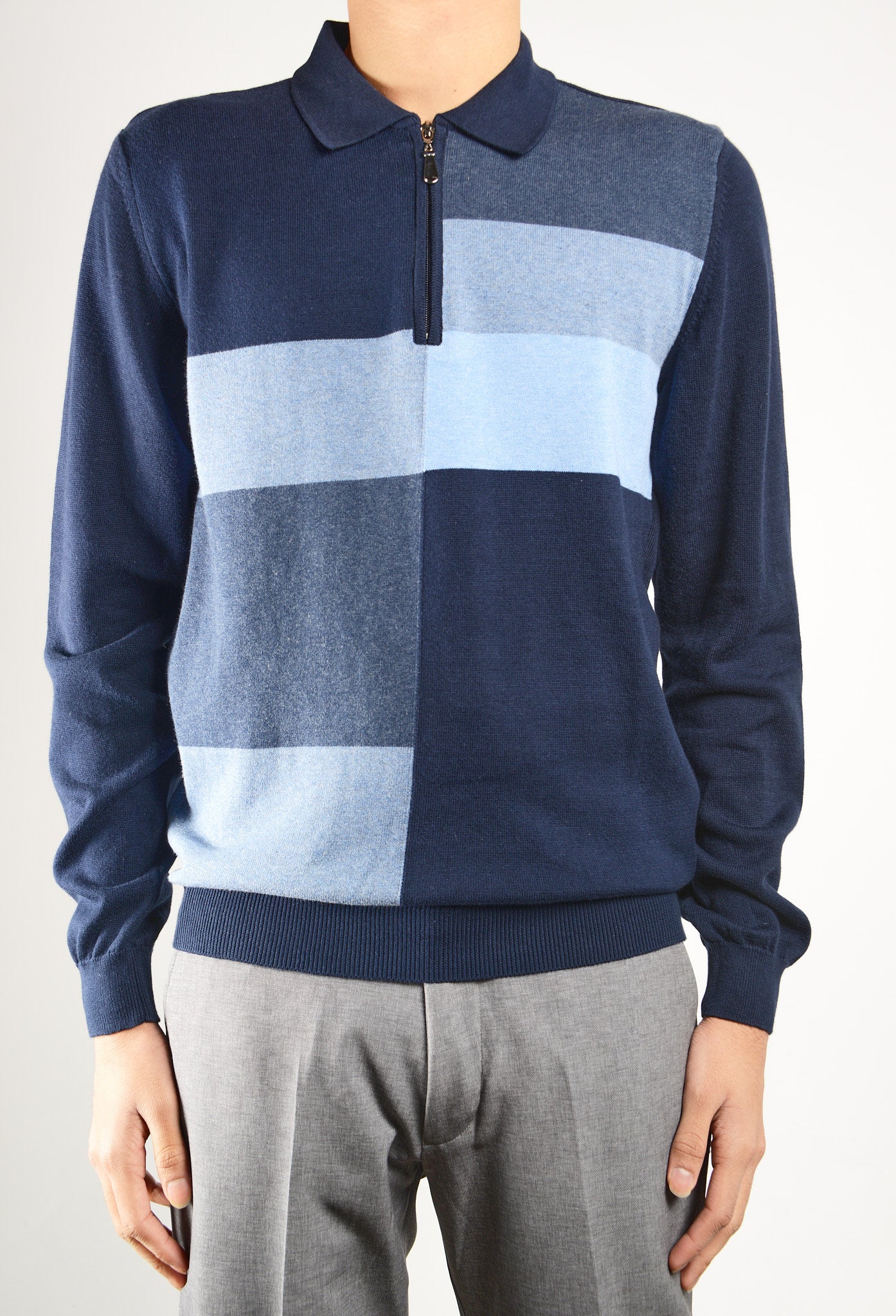 DT 1/4 Zip Multi Colorblock Polo Ls