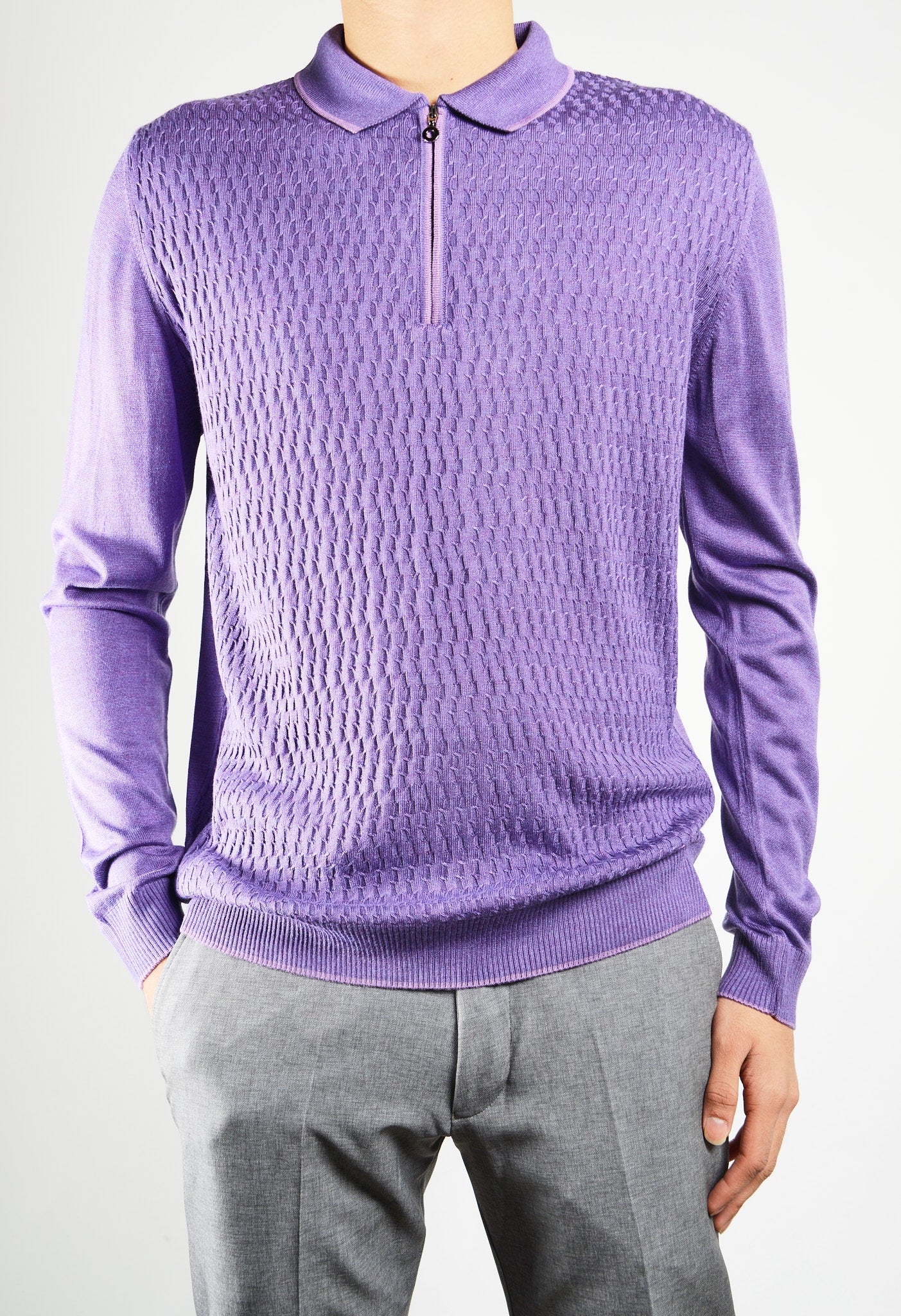 DT Lux Lattice Texture Polo Ls