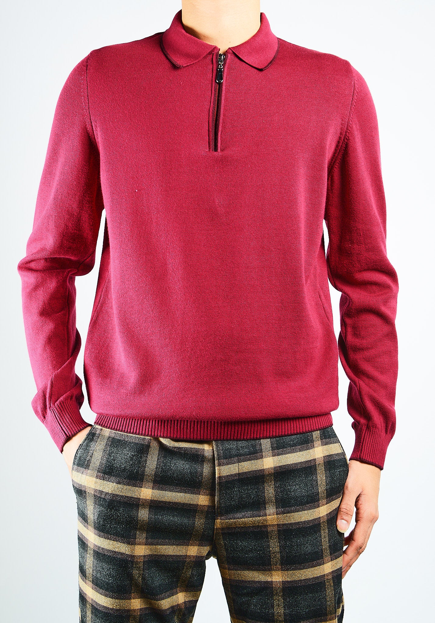 DT Tipped 1/4 Zip Polo Ls