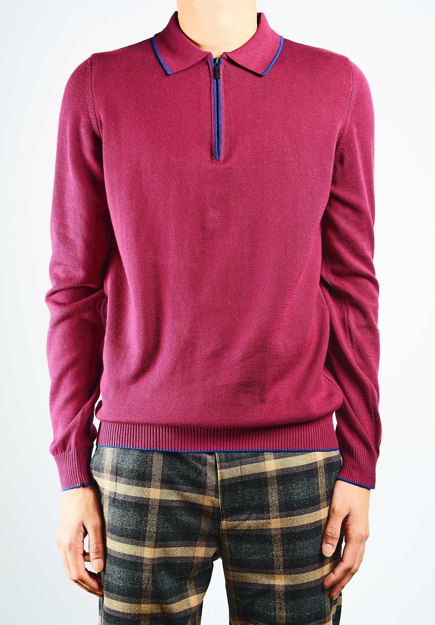 DT Tipped 1/4 Zip Polo Ls