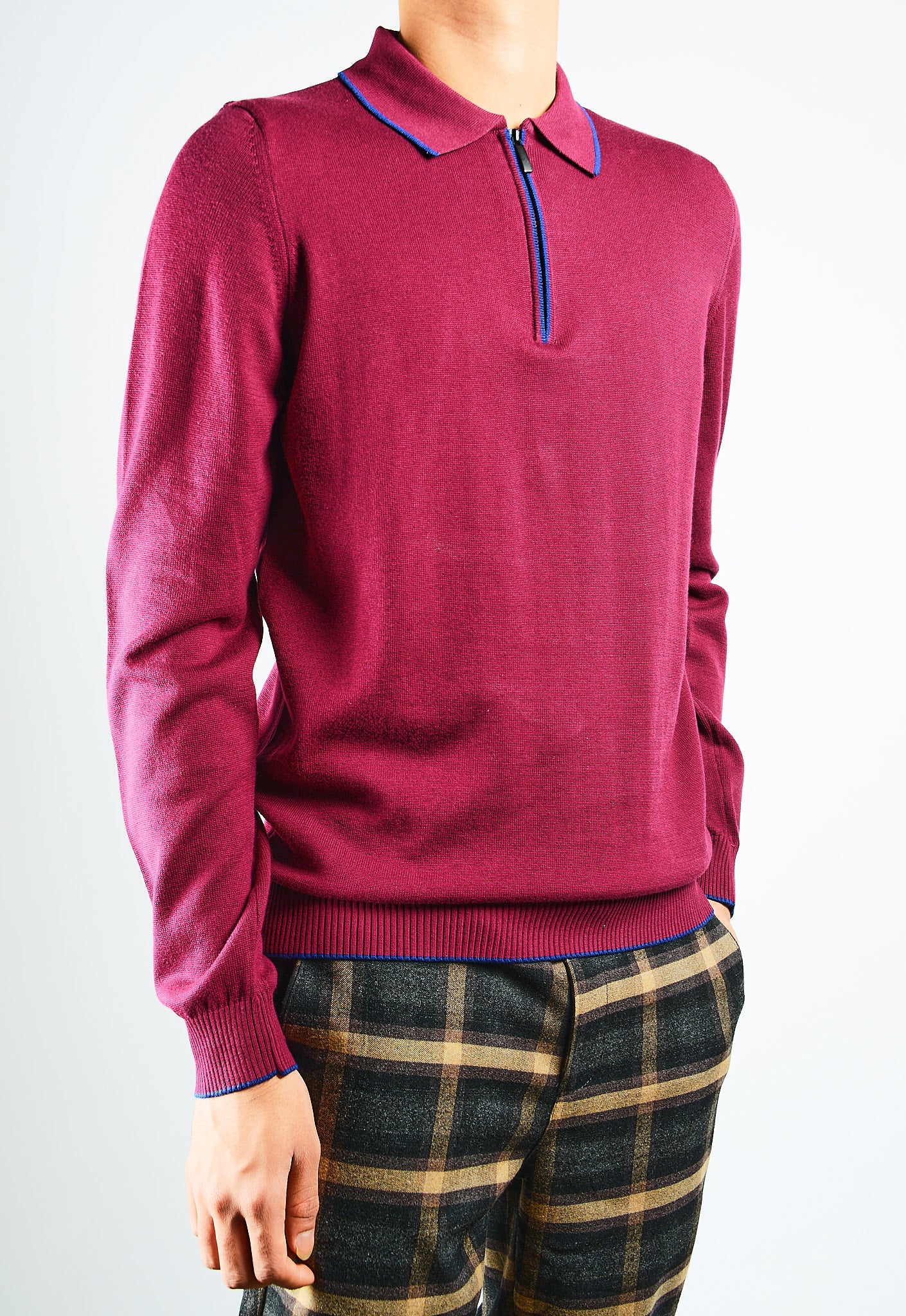 DT Tipped 1/4 Zip Polo Ls