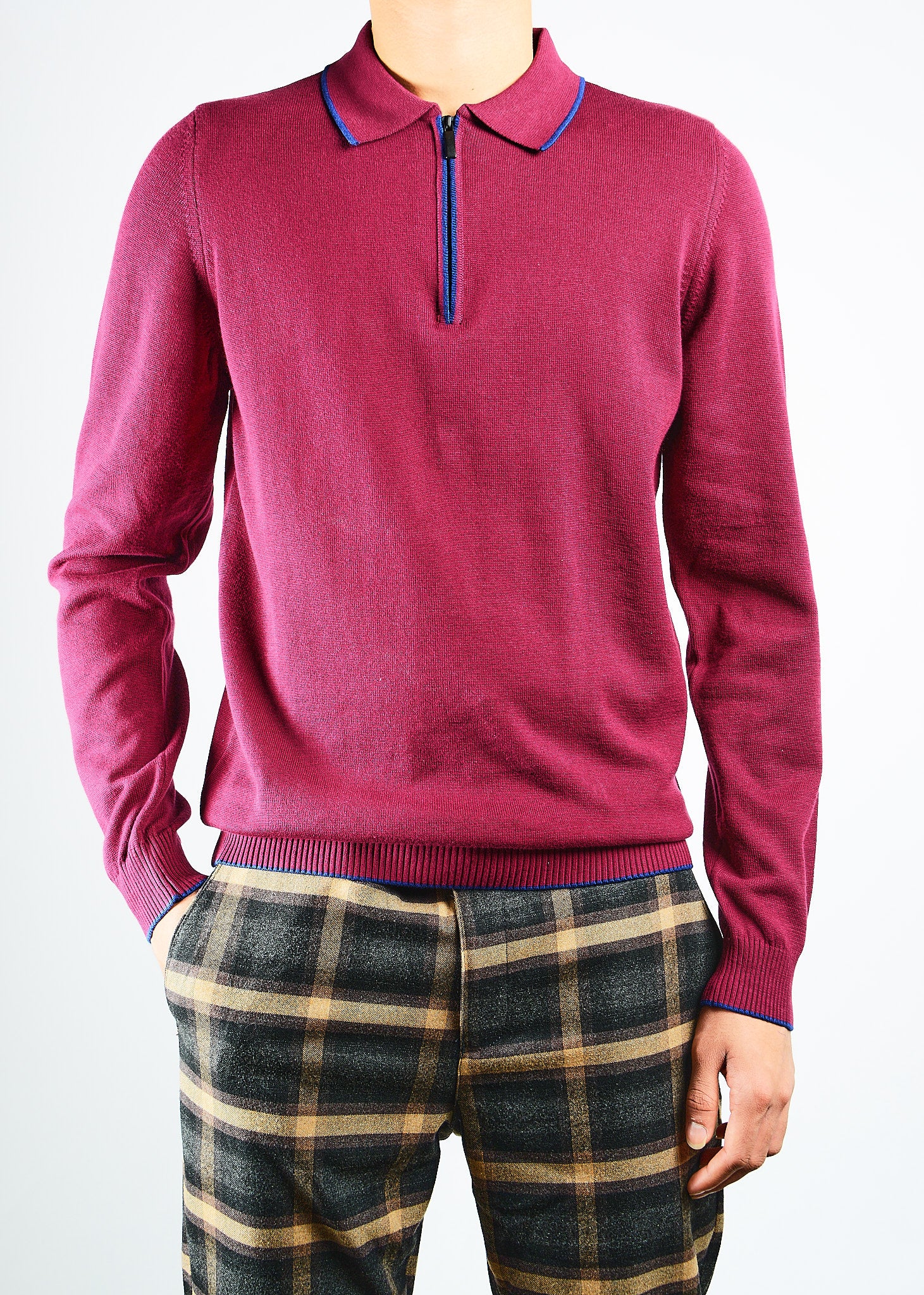 DT Tipped 1/4 Zip Polo Ls