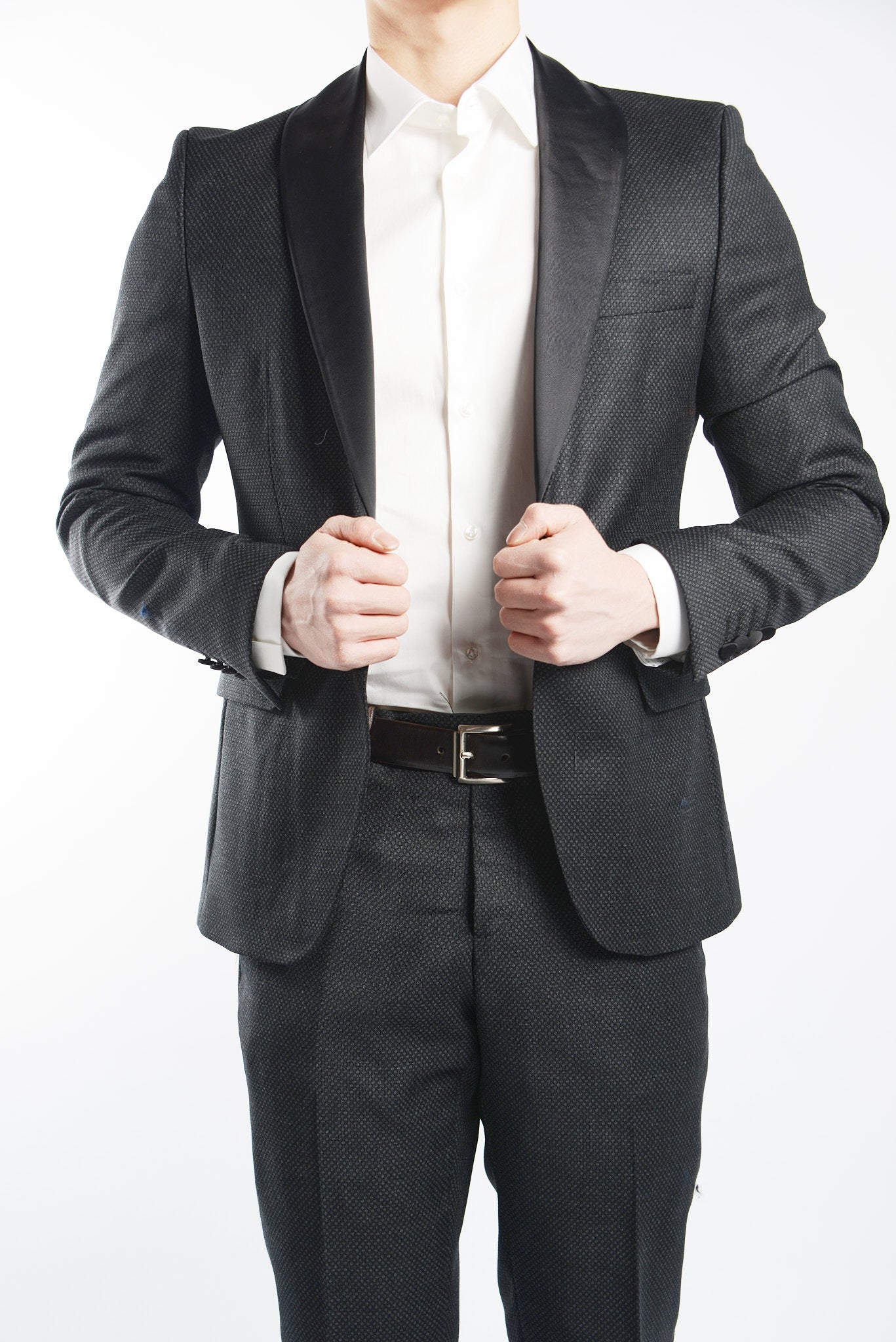 Euro Mini Grid Tuxedo Blazer