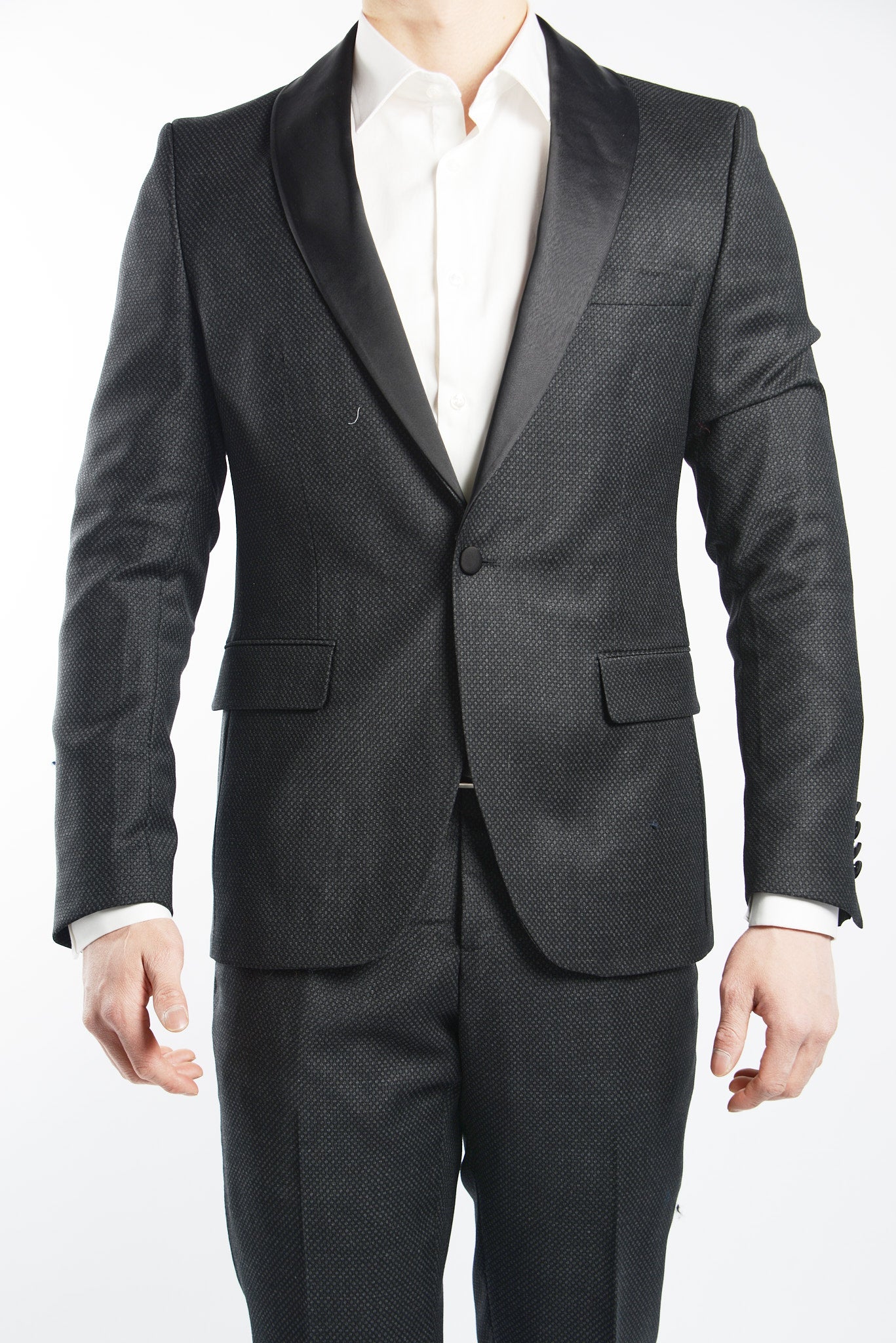 Euro Mini Grid Tuxedo Blazer