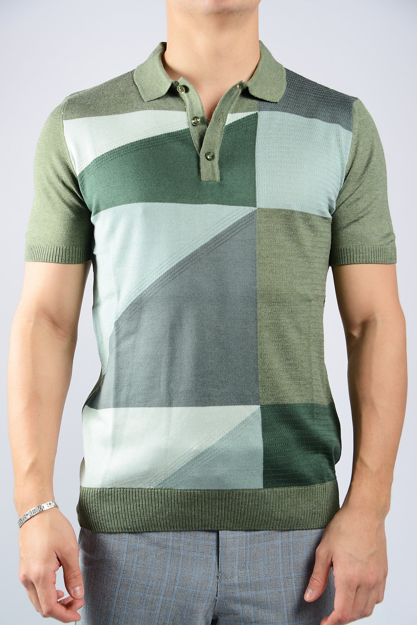 MULTI COLOR GEOMETRIC KNIT POLO