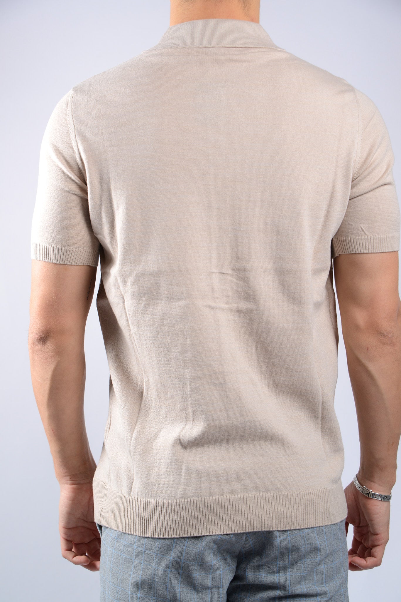 HORIZONTAL STRIPE KNIT BUTTON POLO